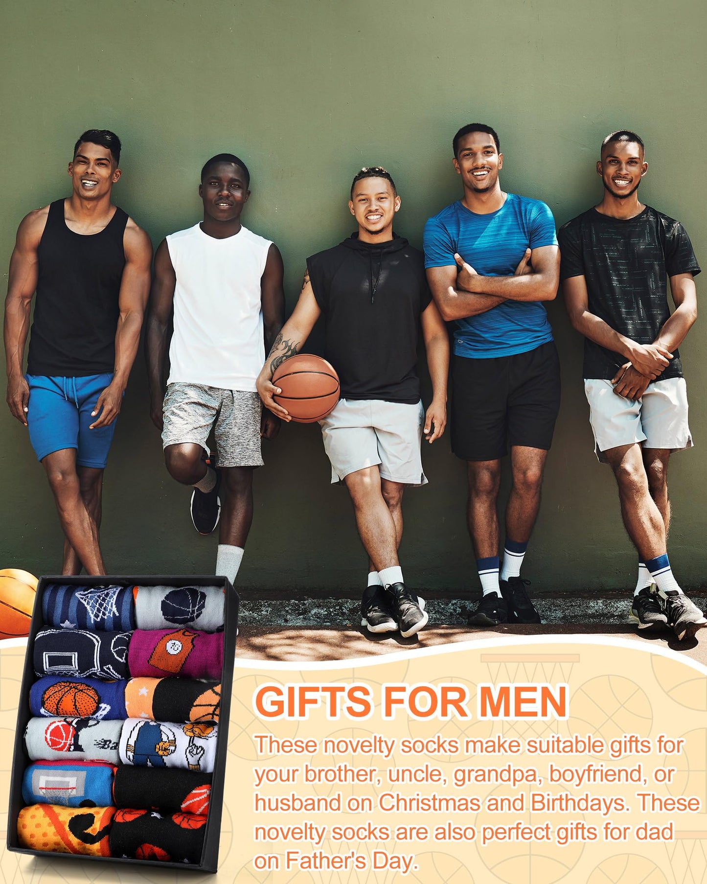 Shyyween 12 Pairs Funny Basketball Socks for Men Novelty Cotton Crew Socks Gift for Basketball Players Fans Coaches Team Favors Xmas Stocking Stuffers - Medaid International