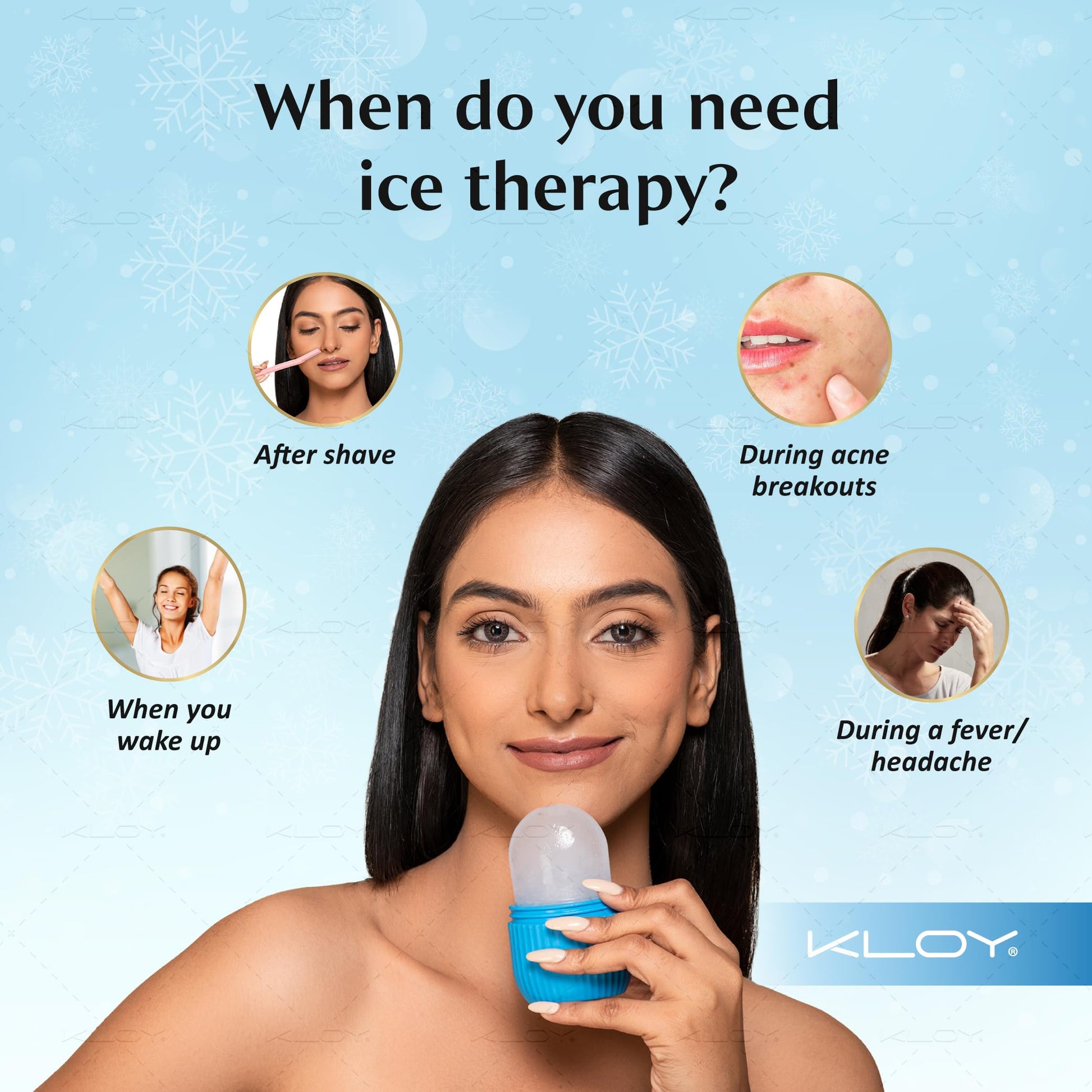 KLOY Ice Roller For Face, Neck And Body | For Puffy Eyes And Facial Skin Care, Ice Facial Cube (Random Color) - Medaid International
