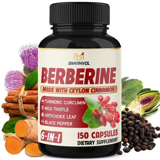Berberine with Ceylon Cinnamon, Turmeric, Milk Thistle, Artichoke, Black Pepper - 150 Count - Pack of 1 - Medaid International