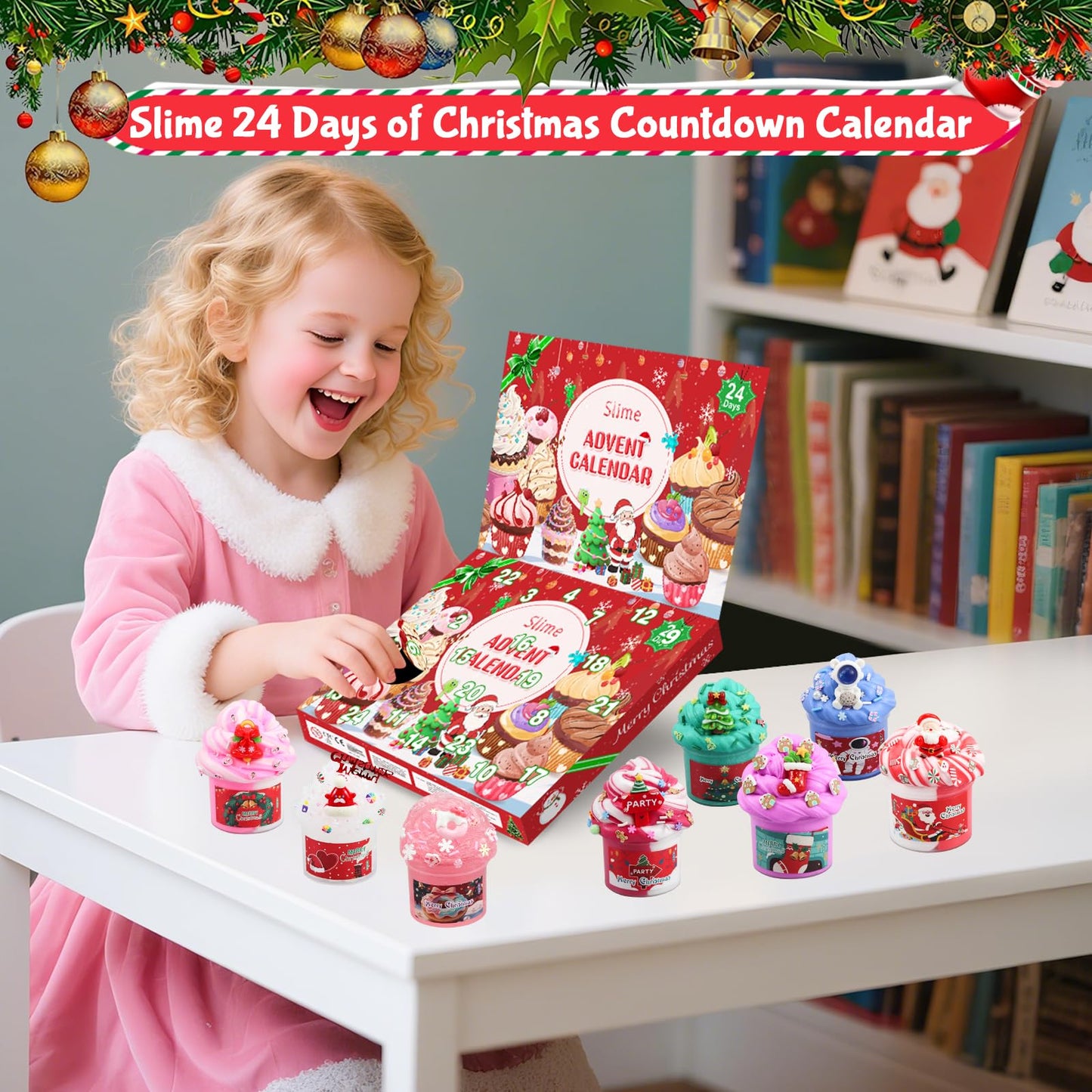 Advent Calendar 2025 Fluffy Butter Slime Kit Countdown to Christmas DIY Cute Slime Crystal Supply Kit 24 Days of Surprises Fun for Boys and Girls Teen Ages 6 and Up - Medaid International