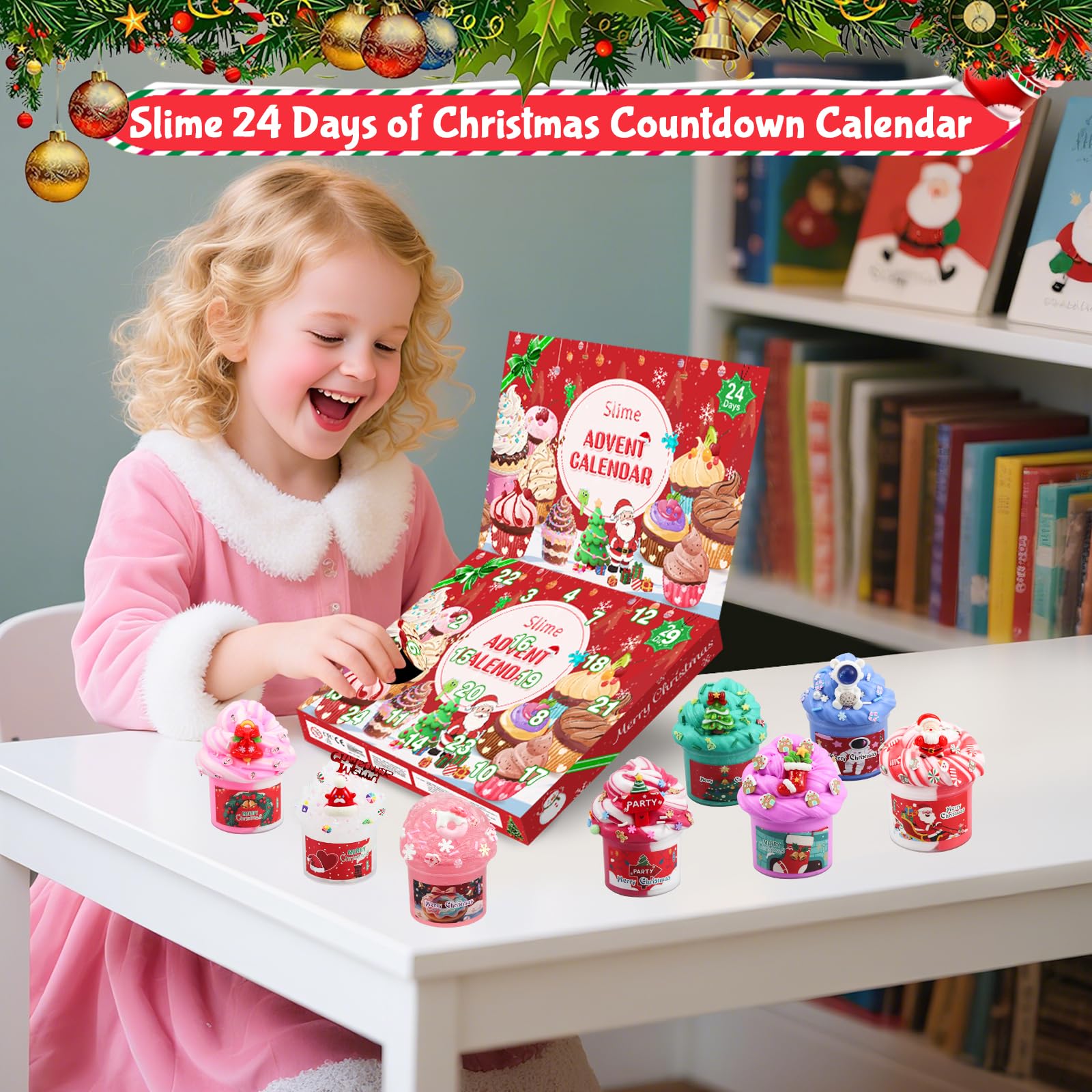Advent Calendar 2025 Fluffy Butter Slime Kit Countdown to Christmas DIY Cute Slime Crystal Supply Kit 24 Days of Surprises Fun for Boys and Girls Teen Ages 6 and Up - Medaid International