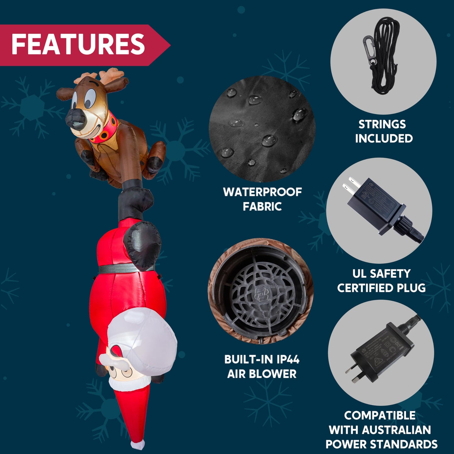 Joiedomi 8 FT Hanging Christmas Inflatables Decoration, Christmas Inflatable Reindeer and Climbing Santa, Blow Up Santa with Build-in LED for Xmas Party Indoor, Outdoor, Yard, Garden, Lawn Decor - Medaid International