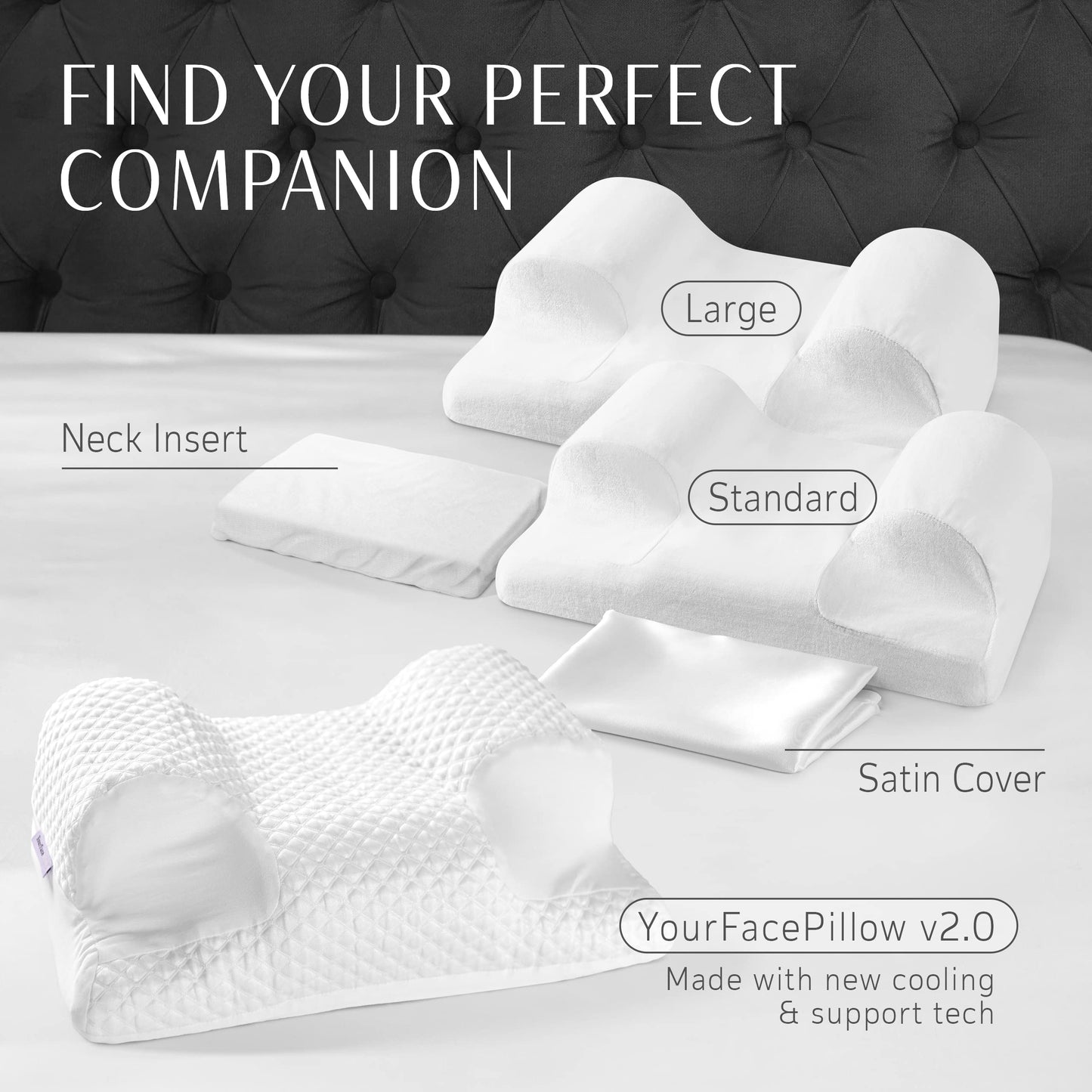 Your Face Pillow-Back Sleeper Beauty Pillow, Cervical Neck Pillow Contour Memory Foam Pillow, Ergonomic Neck, Back & Shoulder Support. Back Sleeping Reduces Pressure on Skin - Standard with Satin Case - Medaid International