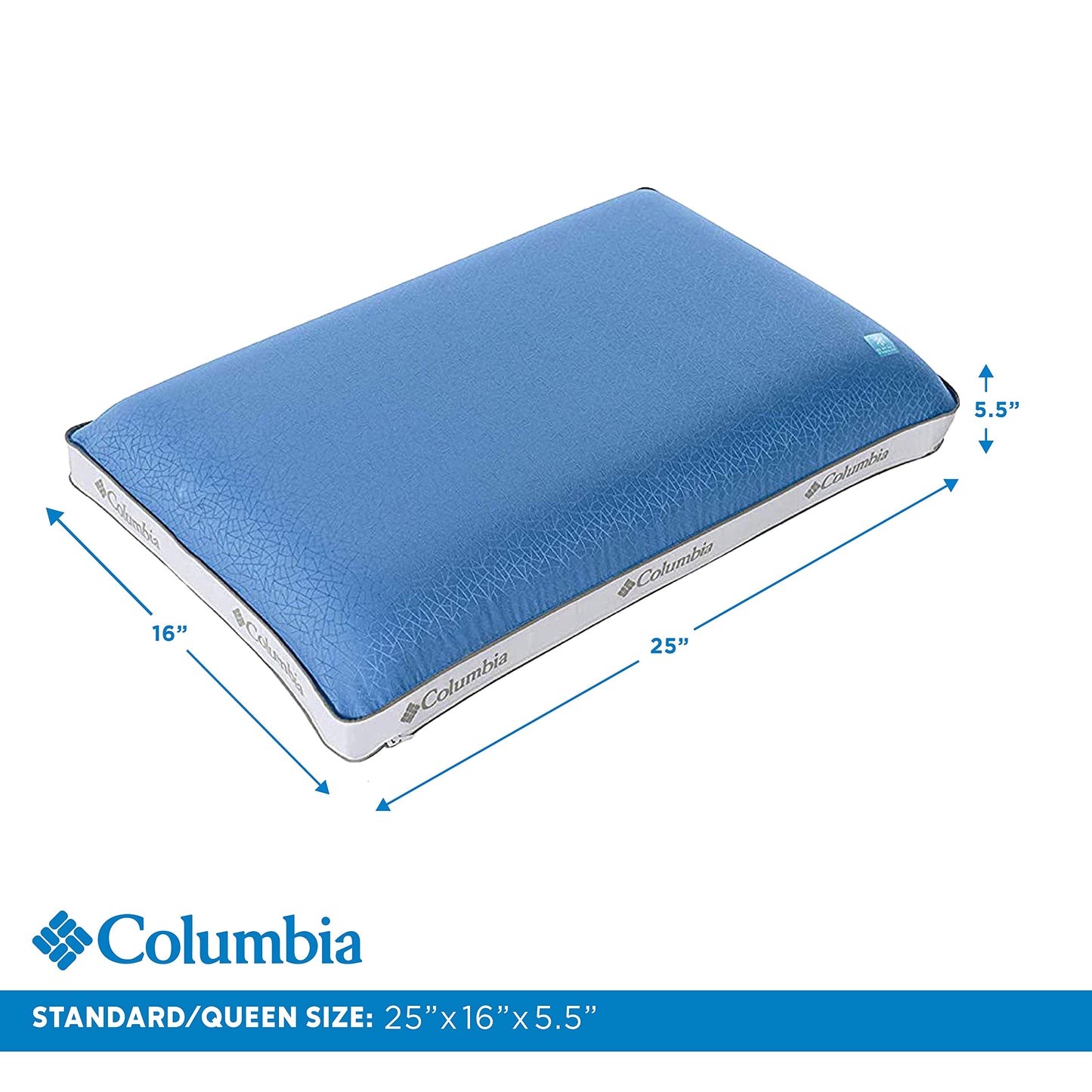 Columbia Cooling Gel Memory Foam Pillow - Comfortable and Supportive with Cooling & Breathable Features - Removable Washable Cover, Queen - Medaid International