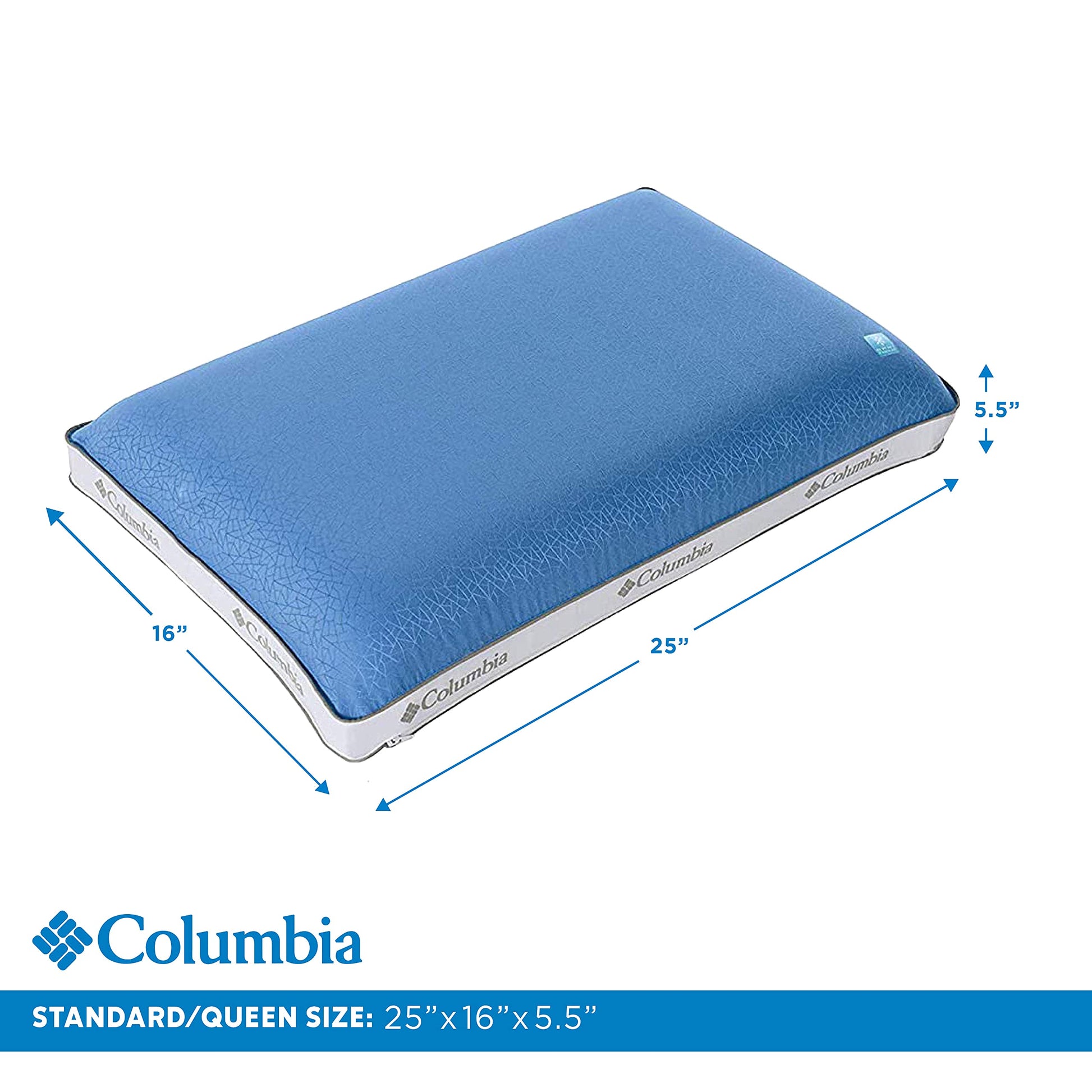 Columbia Cooling Gel Memory Foam Pillow - Comfortable and Supportive with Cooling & Breathable Features - Removable Washable Cover, Queen - Medaid International