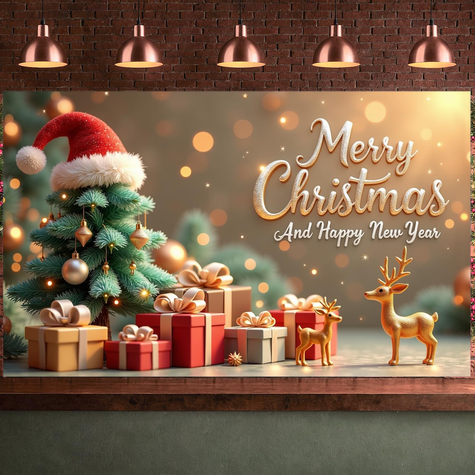 Christmas New Year Boxes Banner Christmas Tree Banner Festive Ornaments Reindeer Decoration for Holiday Decoration Party - Medaid International