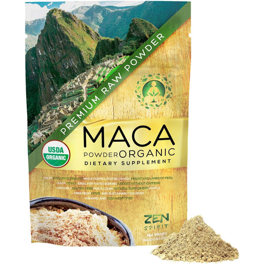 Zen Spirit Maca Root Powder Organic - Peruvian Root Premium Grade Superfood (Raw) - USDA & Vegan Certified - 1 Bag (8oz) - Perfect for Breakfast, Smoothies, Baking & Ice Cream. - Medaid International