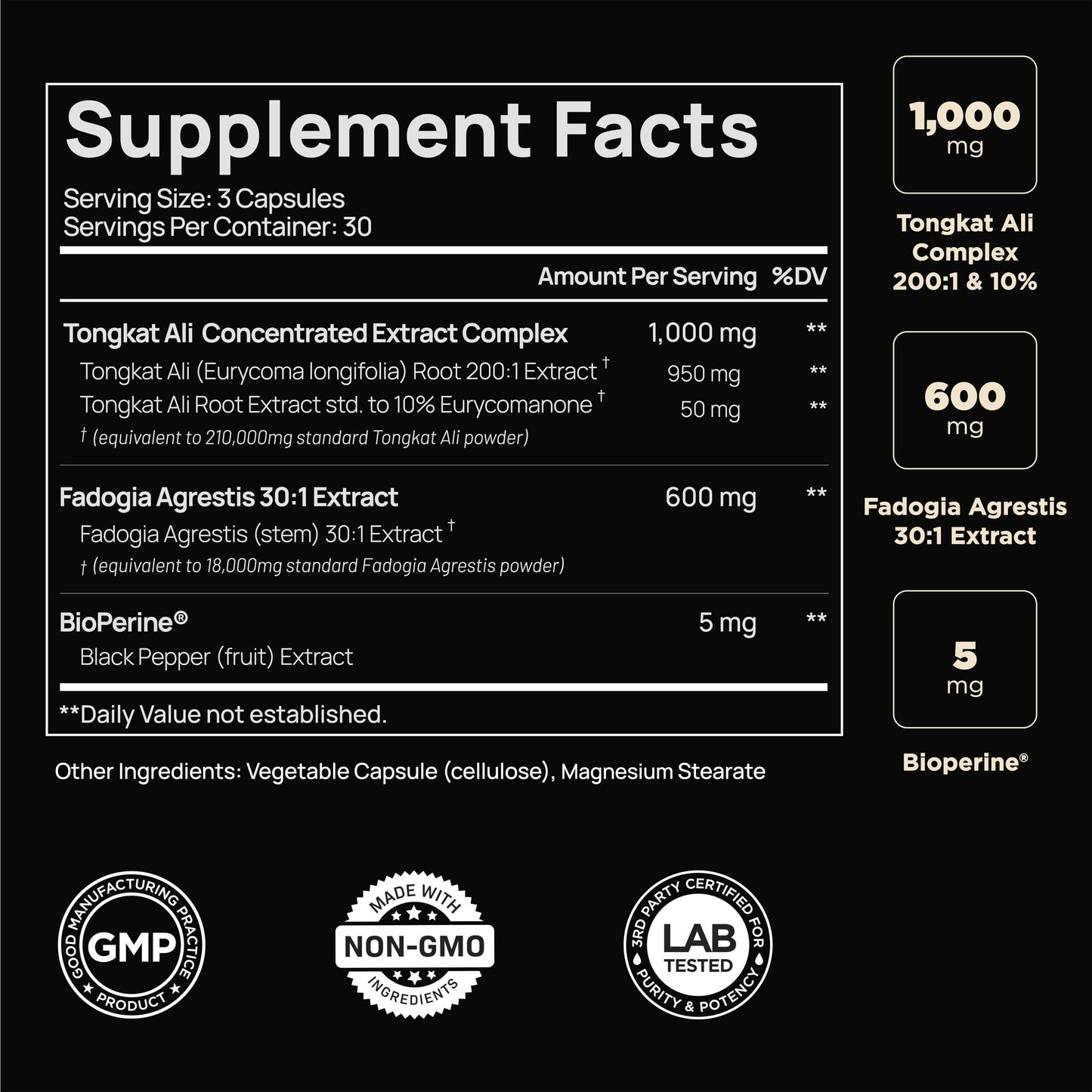 228,000mg 200x Strength Tongkat Ali for Men w. 30x Fadogia Agrestis Extract - 10% Eurycomanone Highest Potency Longjack Fadogia Agrestis Tongkat Ali Supplement - Muscle Growth Support Pills for Men - Medaid International