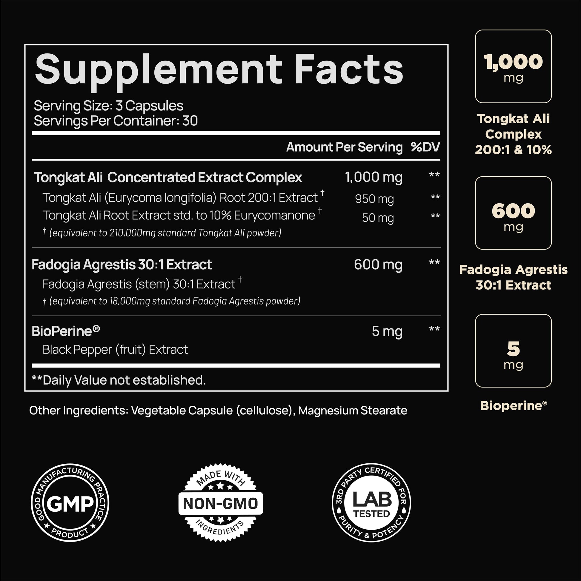 228,000mg 200x Strength Tongkat Ali for Men w. 30x Fadogia Agrestis Extract - 10% Eurycomanone Highest Potency Longjack Fadogia Agrestis Tongkat Ali Supplement - Muscle Growth Support Pills for Men - Medaid International