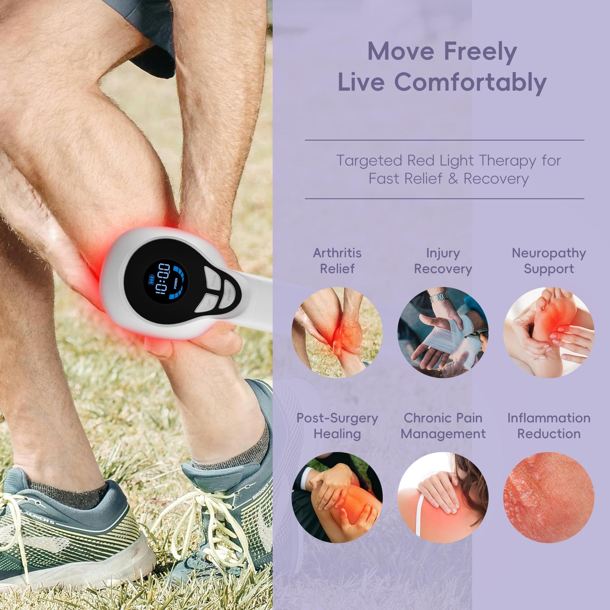 Handheld Red Light Therapy Device, Portable Pain Relief Device, 650nm 808nm Therapy Instrument - Medaid International