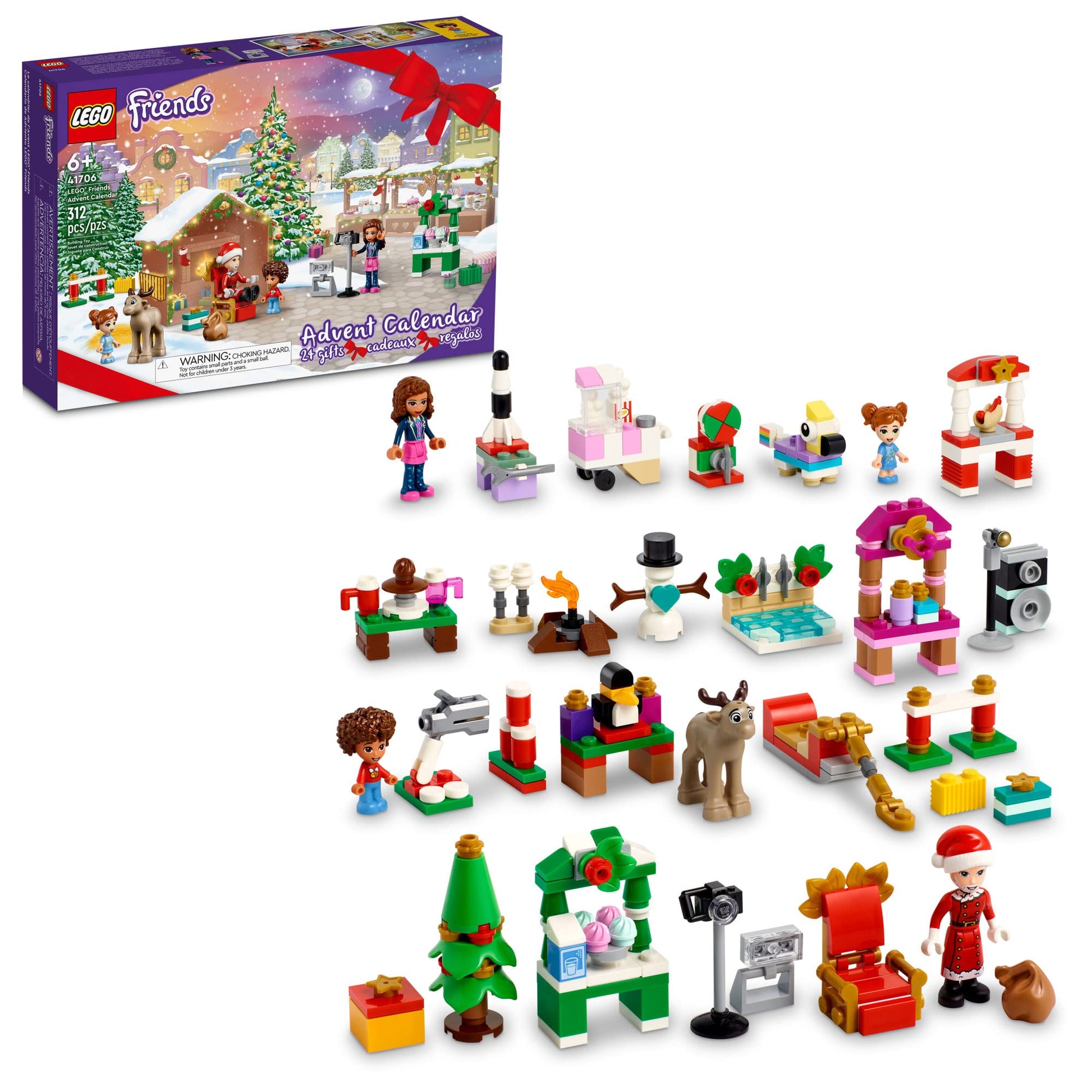 LEGO Friends 2022 Advent Calendar 41706 Building Toy Set; 24 Gifts and Holiday Toys, Including Santa’s Sleigh; for Kids, Boys and Girls, Ages 6+ (312 Pieces) - Medaid International
