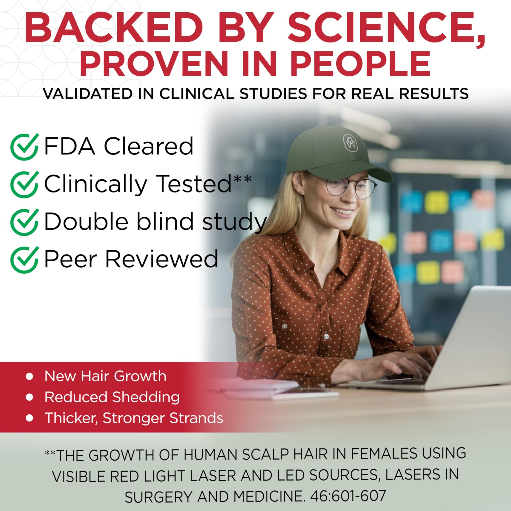 GroWell Red Light Therapy Hair Growth Cap – FDA Cleared Laser Treatment for Hair Regrowth and Reduced Shedding – LED & Laser Red Light Therapy Clinically Proven in Double-Blind Studies -Green - Medaid International
