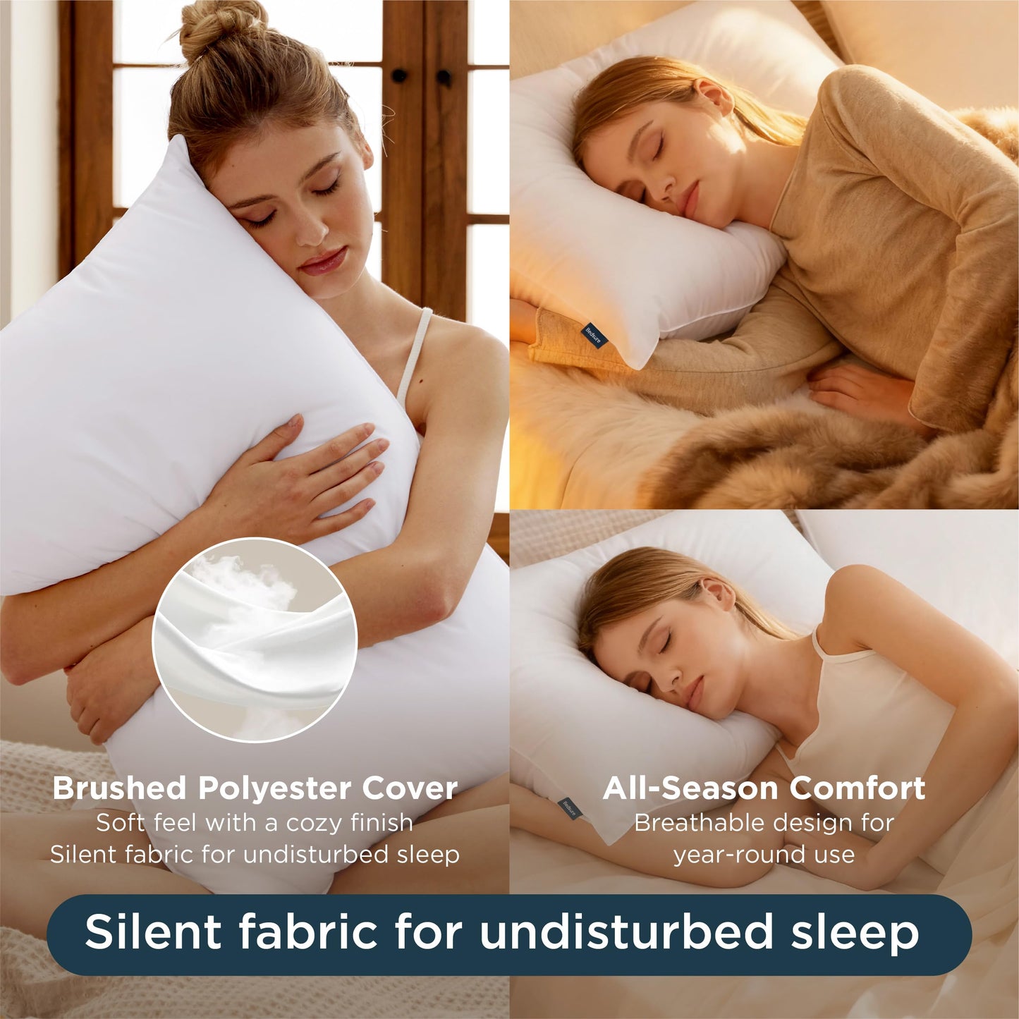 Bedsure Pillows Queen Size Set of 2 - Soft Bed Pillows for Sleeping 2 Pack, Fluffy and Supportive, Hotel Quality, Original Down Alternative Filling for Side, Back Sleepers - Medaid International