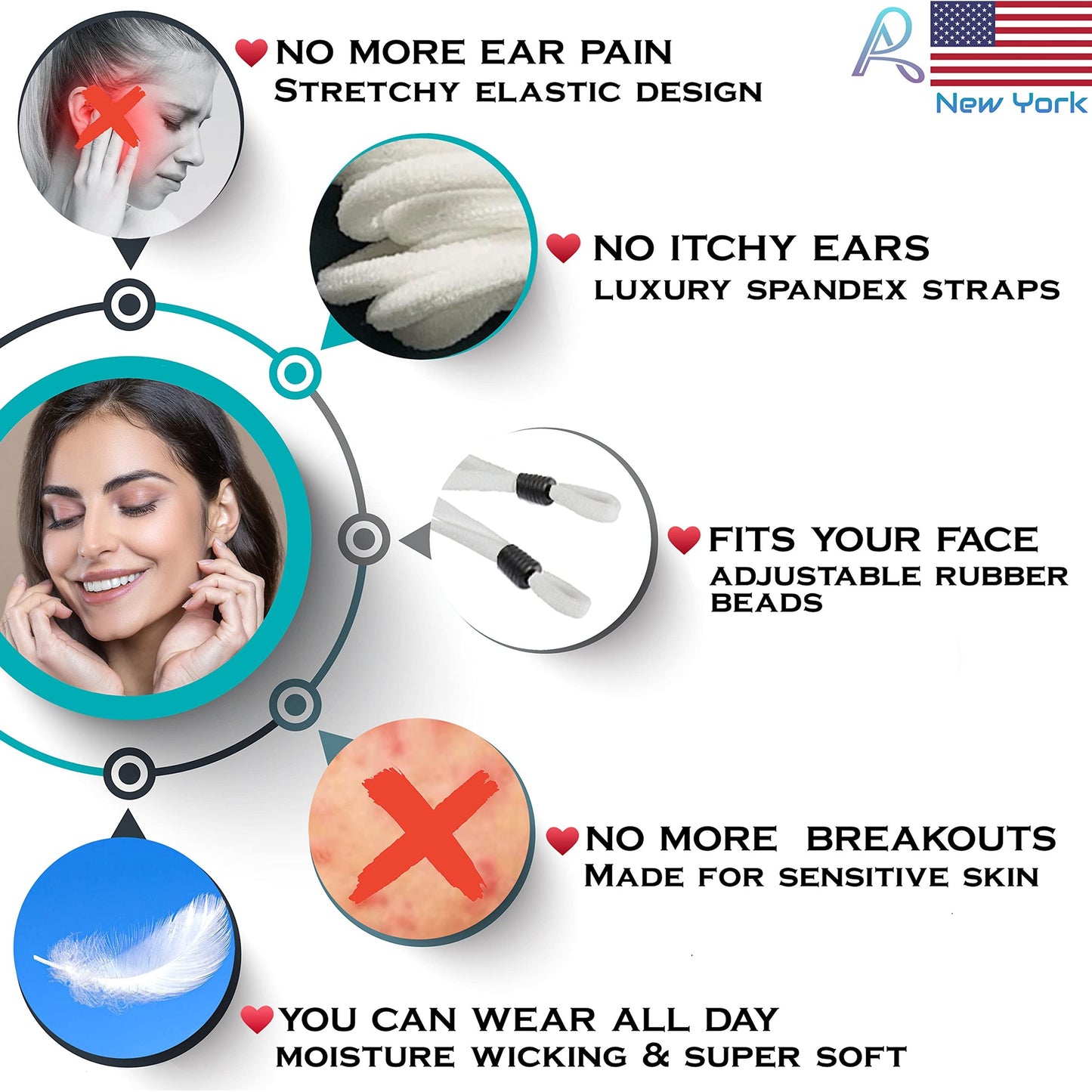 Arcarius Breathable Black Cool Moisture Wicking Face Masks, Washable, Lightweight, Reusable Comfort Fashion Sport for Women Men Teens 3 pack - Medaid International