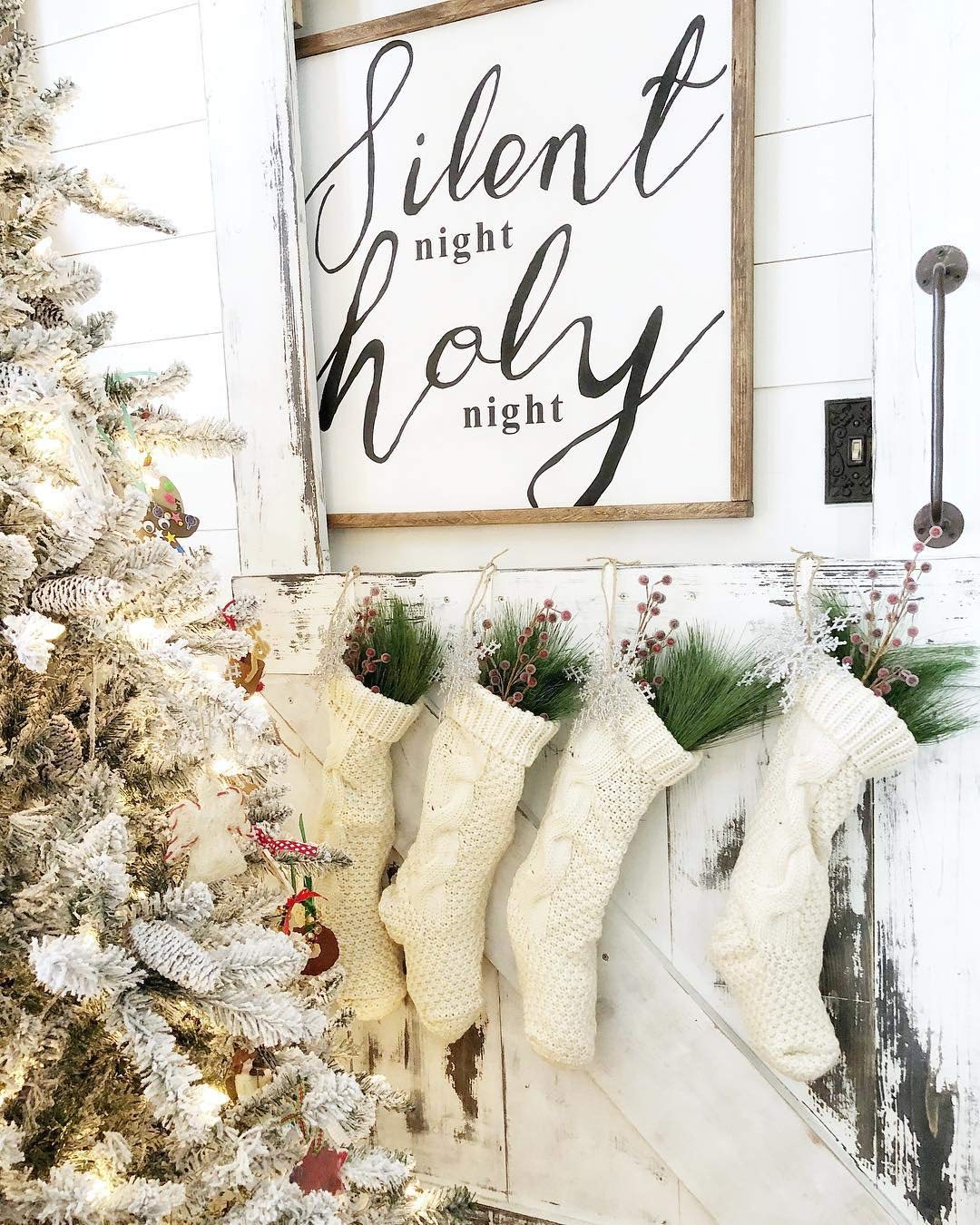 Fesciory 4 Pack Christmas Stockings 18 Inches Large Size Cable Knitted Stocking Gifts & Decorations for Family Holiday Xmas Party, Ivory White - Medaid International