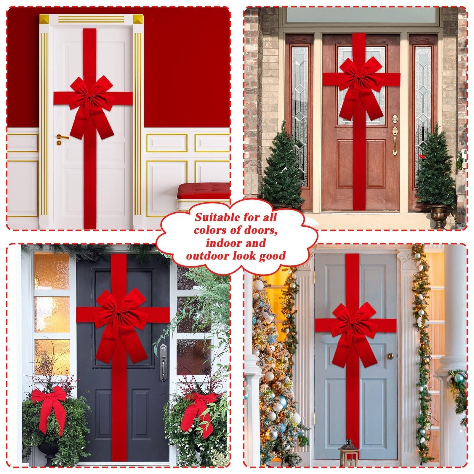 gisgfim Christmas Cabinet Door Ribbon Big Red Bow Large Door Lace Christmas Tree Bow Xmas Holiday Decorations Christmas Front Door Party Supplies - Medaid International