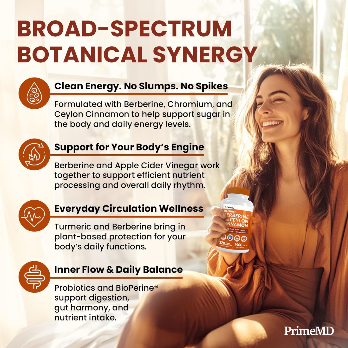 Super Berberine Supplement with Ceylon Cinnamon, BioPerine, Apple Cider, and Turmeric 1500mg - 8-in-1 Dihydroberberine Supplement for Overall Wellness and Balance Support, 120 ct - Medaid International