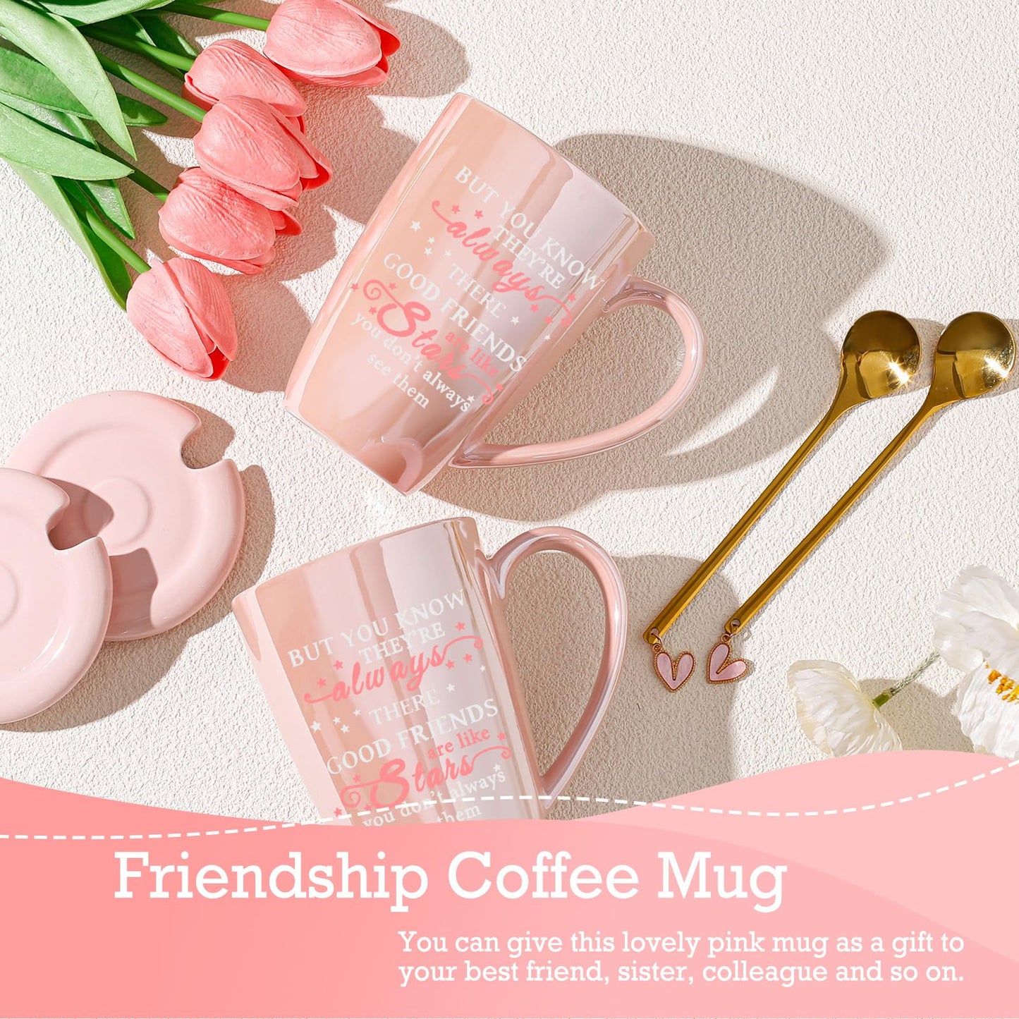 Friendship Gifts for Women Pink Ceramics Coffee Mug Tea Cup Unique Birthday Christmas Gifts Ideas for Friends Female Her Soul Sister Besties Coworker BFF Cute Stuff - Medaid International