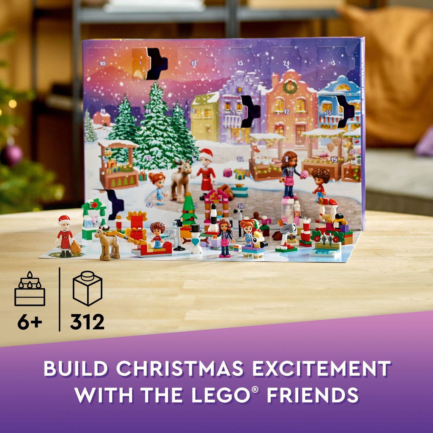 LEGO Friends 2022 Advent Calendar 41706 Building Toy Set; 24 Gifts and Holiday Toys, Including Santa’s Sleigh; for Kids, Boys and Girls, Ages 6+ (312 Pieces) - Medaid International