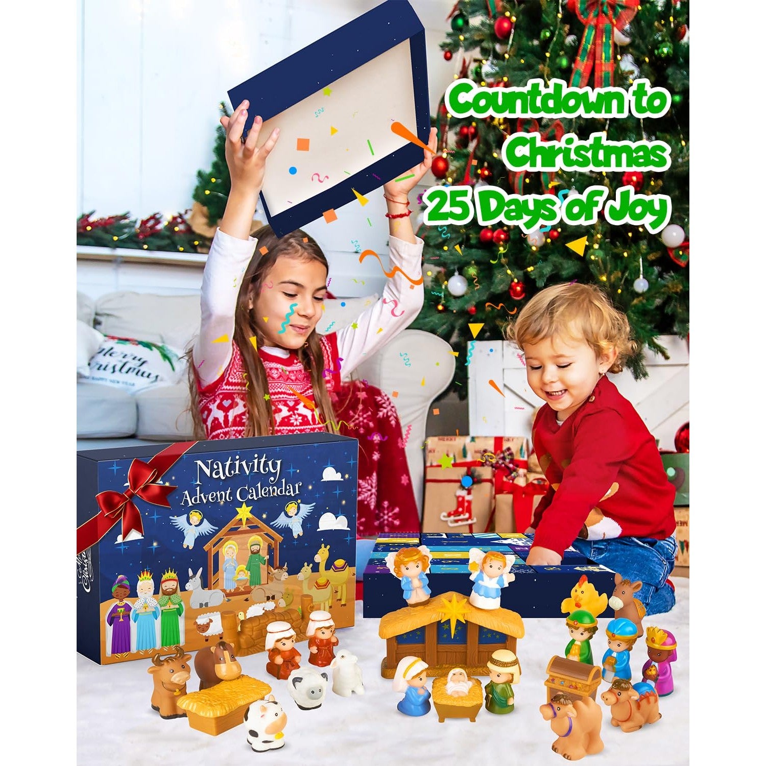 Nativity Advent Calendar 2025 Kids, Christmas Story Nativity Playset Christian Advent Calendar for Toddlers, Kids, Boys, Girls, 25pcs Nativity Scene Set Toys for Children Ages 1 2 3 4 5 6+ - Medaid International