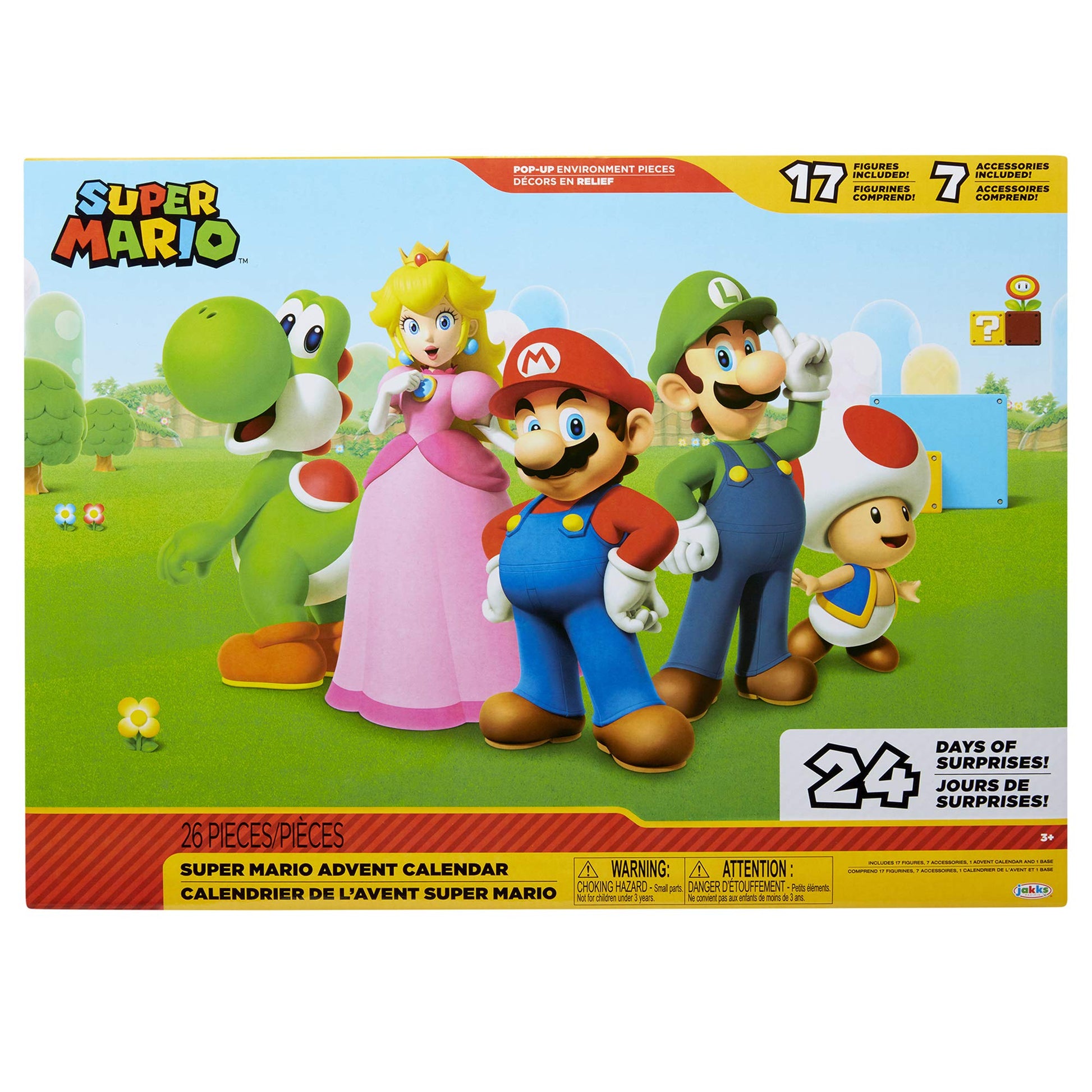 SUPER MARIO Nintendo Advent Calendar Christmas Holiday Calendar with 17 Articulated 2.5” Action Figures & 7 Accessories, 24 Day Surprise Countdown with Pop-Up Environment [Amazon Exclusive] - Medaid International