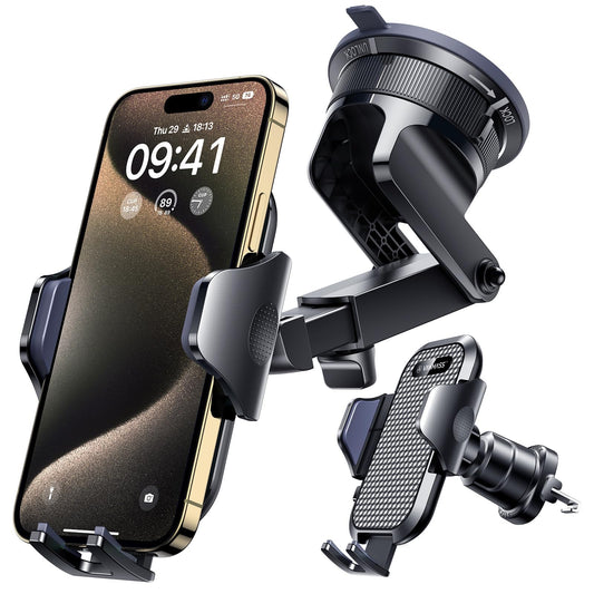 [2025 True Military-Grade] Car Phone Holder VANMASS [Upgraded Strongest Suction & Clip] Cell Phone Mount for Dashboard Windshield Vent Wall,Truck Cradle Stand for iPhone 17 Pro Max 16 15 14 13 Android - Medaid International