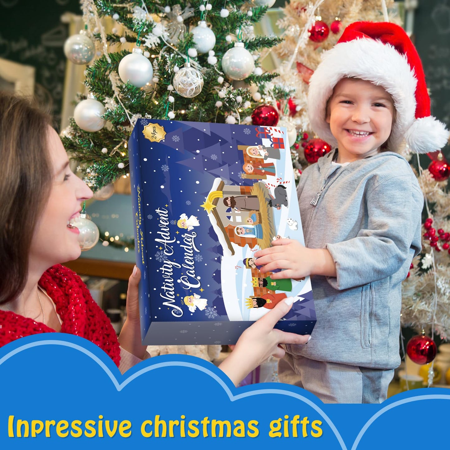 Nativity Advent Calendar 2025 for Kids - 24 Days of Nativity Set for Kids - Toddler Advent Calendar for Boys & Girls - Christmas Countdown Calendar Gifts for Children Ages 1 2 3 4 5+ - Medaid International
