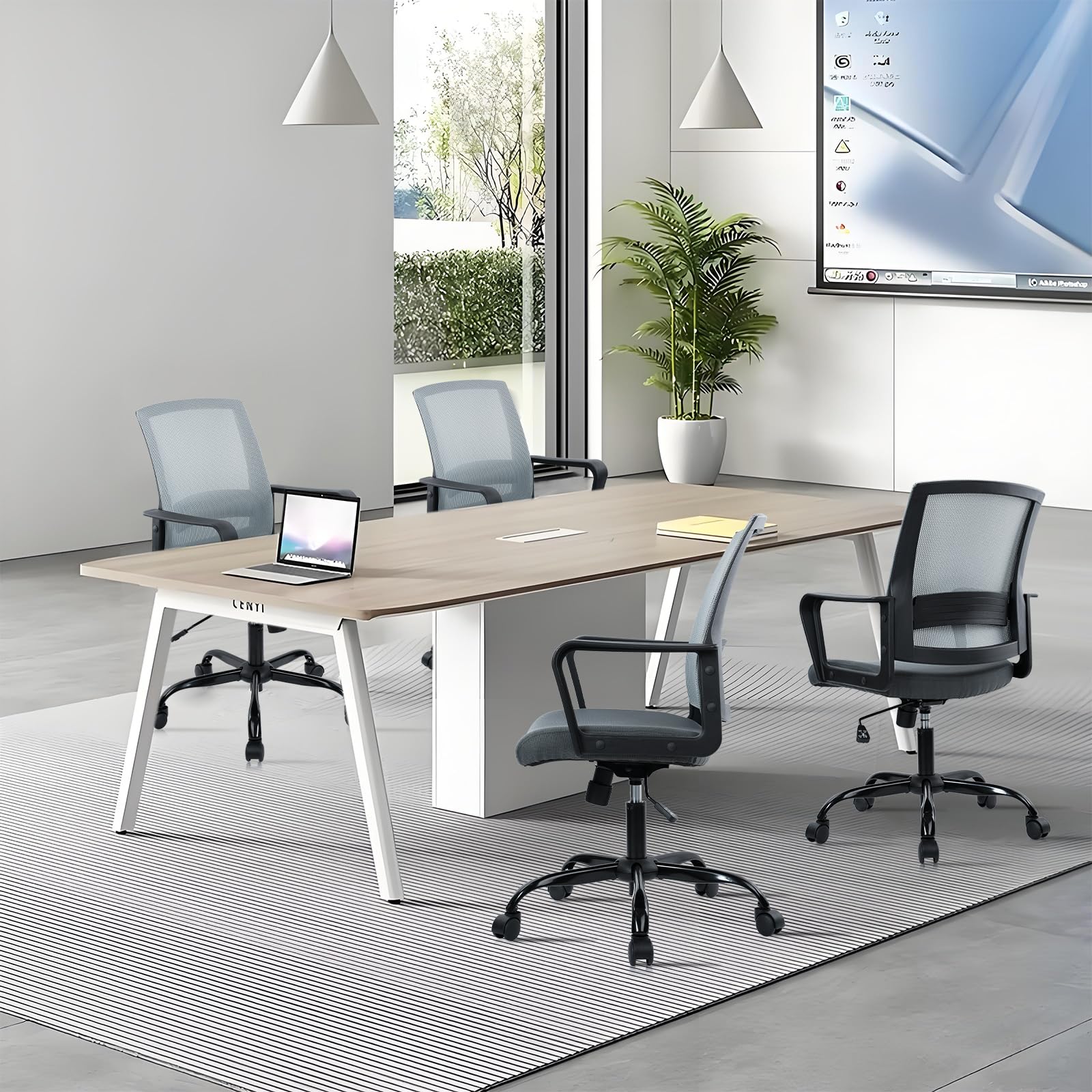 CLATINA Ergonomic Office Desk Chair - Mesh Office Chair with Adjustable Lumbar Support, Rolling Comfortable Computer Task Chairs with Arms for Home Conference-Gray, 8 Pack - Medaid International