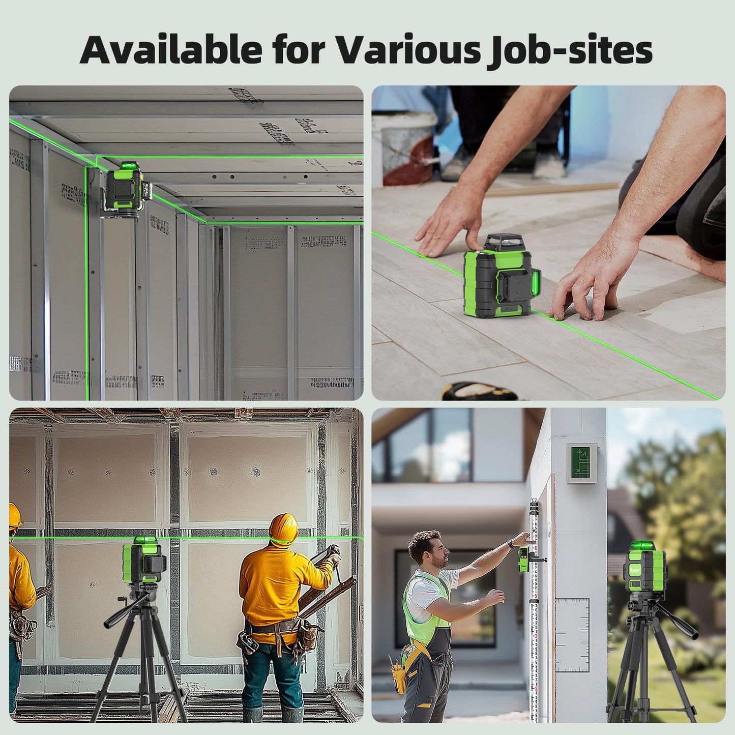 Huepar Laser Level 360 Self Leveling, Rechargeable Green Laser 3x360° Cross Line Lazer Leveler 3D Level Laser Tool for Construction and Picture Hanging, Strong Magnetic Bracket&Hard Carry Case -HM03CG - Medaid International