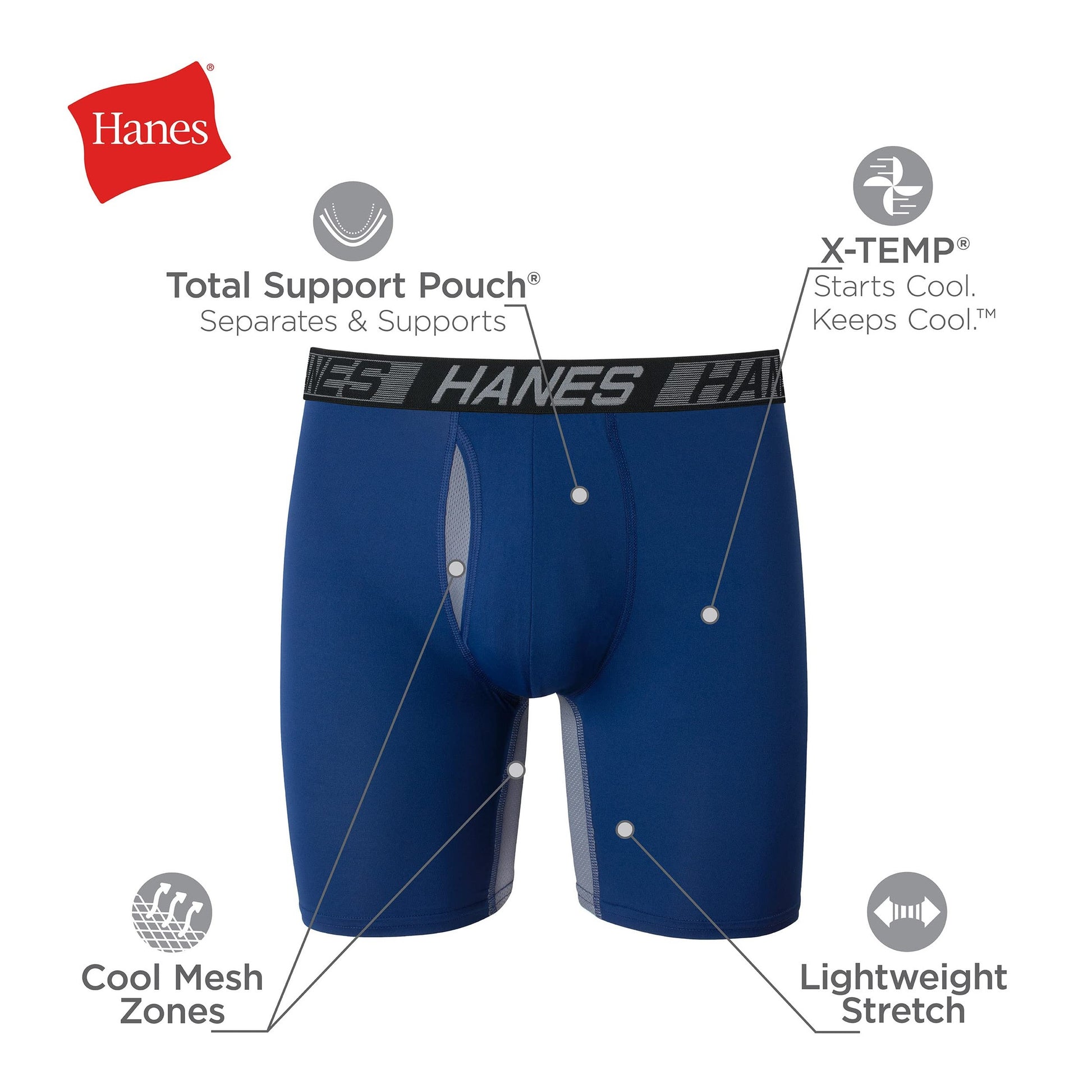 Hanes Total Support Pouch Men's Boxer Briefs Pack, Anti-Chafing, Moisture-Wicking Underwear with Cooling (Trunks Available) - Medaid International
