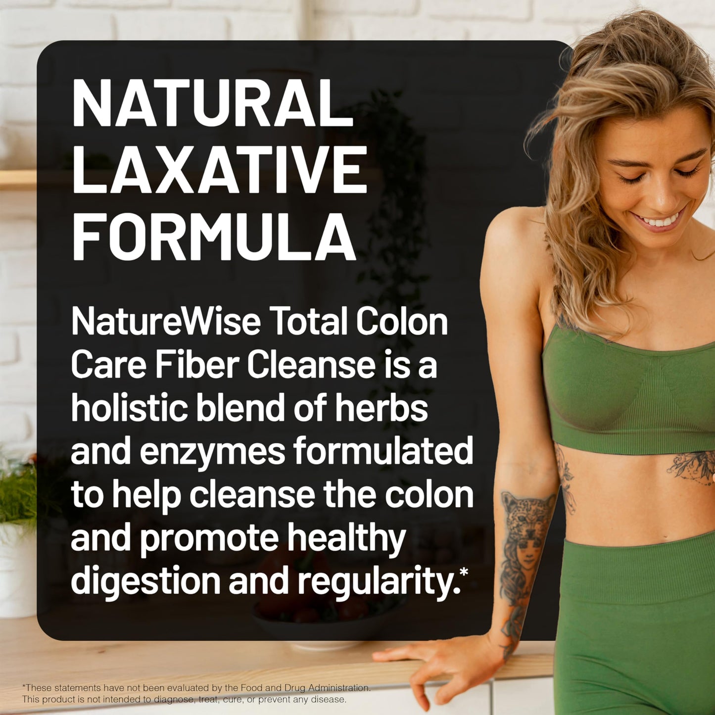 NatureWise Total Colon Care Fiber Cleanse - Natural Laxative Blend - Herbal Laxatives, Prebiotics, & Enzymes for Regularity, Digestion, Weight & Gut Health - Non-GMO - 60 Capsules[30-Day Supply] - Medaid International