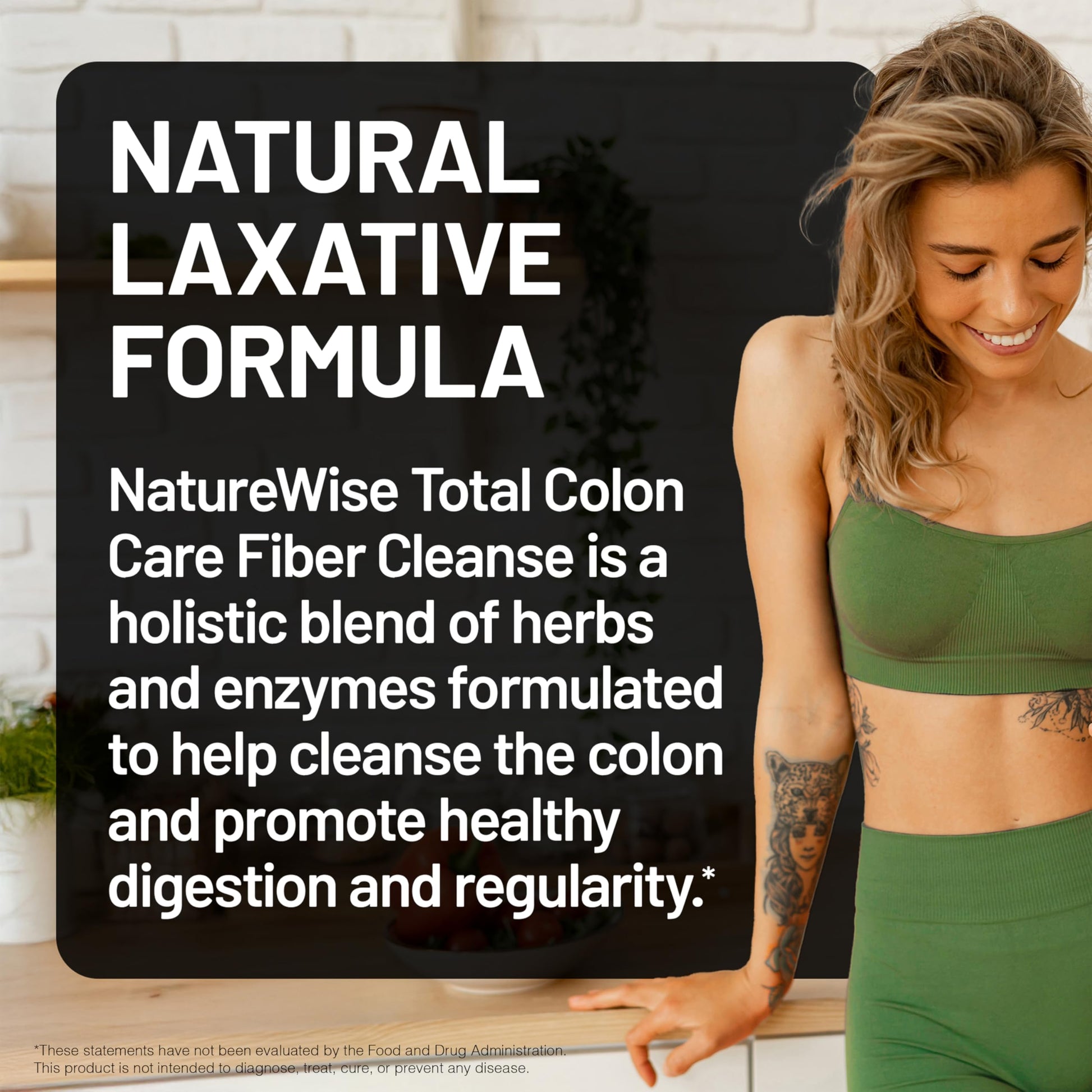 NatureWise Total Colon Care Fiber Cleanse - Natural Laxative Blend - Herbal Laxatives, Prebiotics, & Enzymes for Regularity, Digestion, Weight & Gut Health - Non-GMO - 60 Capsules[30-Day Supply] - Medaid International