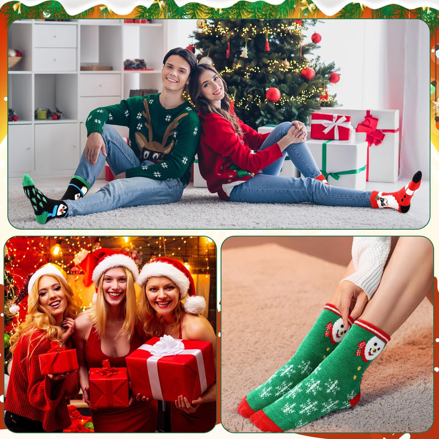 Cutecrop 20 Pairs Christmas Fuzzy Socks Bulk for Women Xmas Fluffy Winter Socks Warm Slipper for Gifts Family Adults - Medaid International