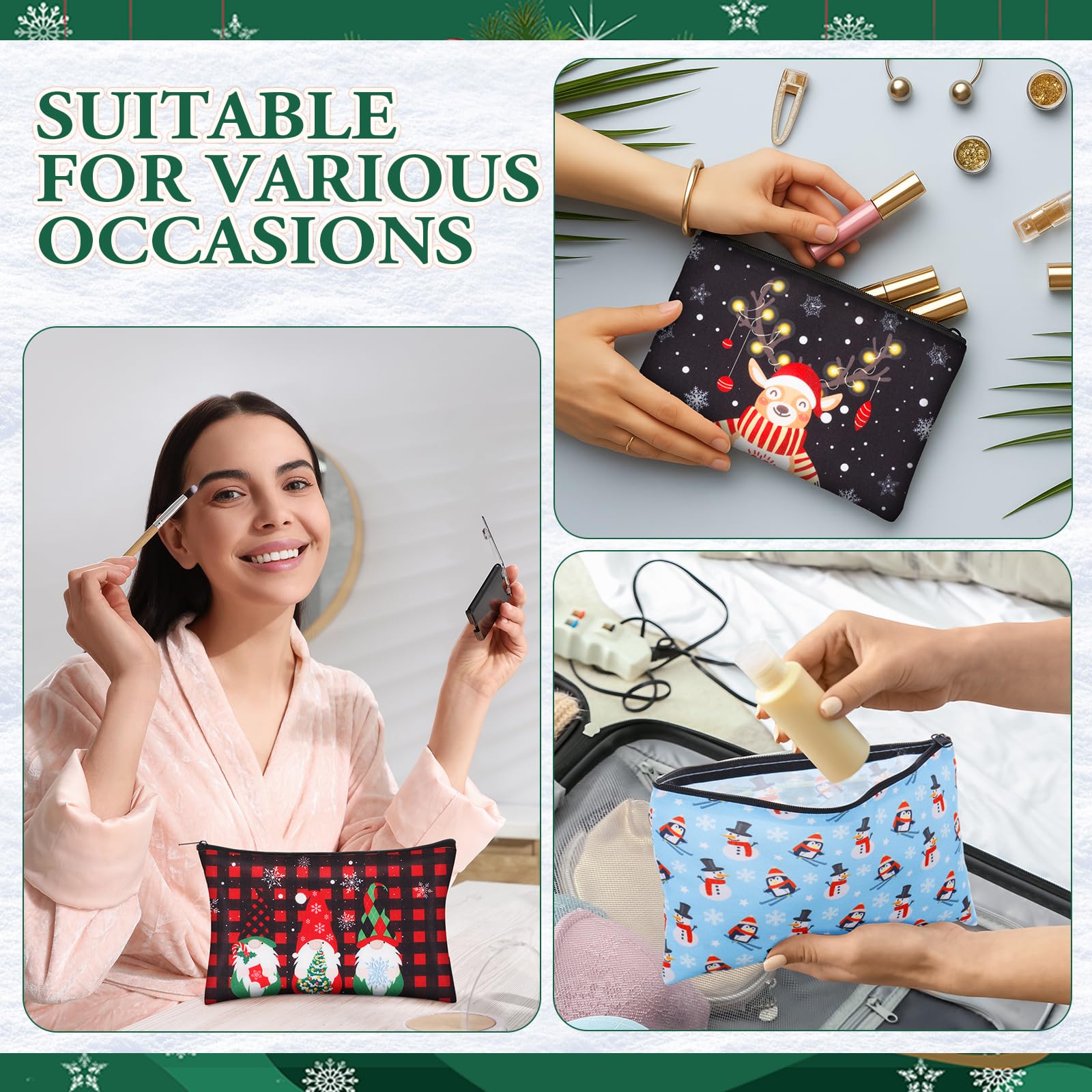 Shihanee 40 Pcs Christmas Gifts Bulk Sets for Women 20 Xmas Canvas Makeup Bags 20 Winter Crew Socks Cute Cosmetic Bags and Socks Xmas Gifts Ideal for Adults Coworker Employee Christmas Party Favors - Medaid International