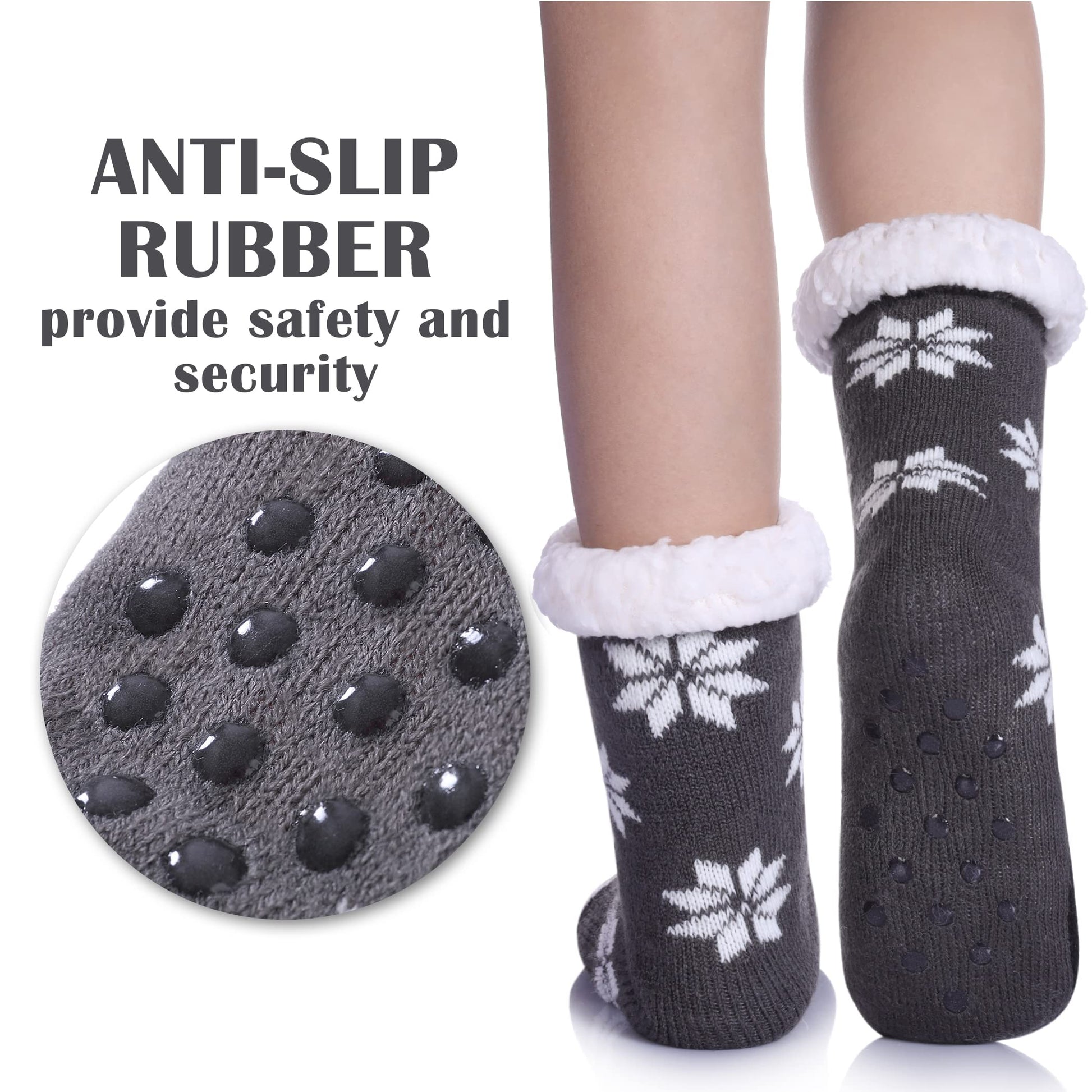 TRUEHAN Kids Girls Boys Slipper Socks Soft Thick Cozy Fuzzy Animal Anti-Slip Winter Thermal Christmas Socks Indoor (Snowflake Penguin, 4-7 Years) - Medaid International