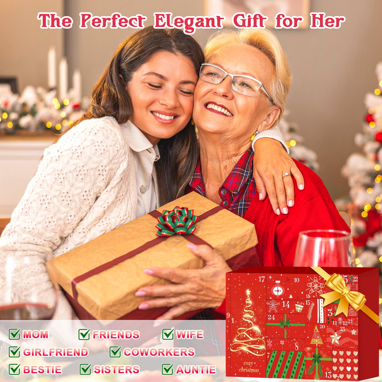 Advent Calendar 2025 Adult Woman,24 Boxes Christmas Countdown Calendar with Beauty,Bath &Jewelry, Ideal Christmas Gift for Women, Friends, Moms - Medaid International