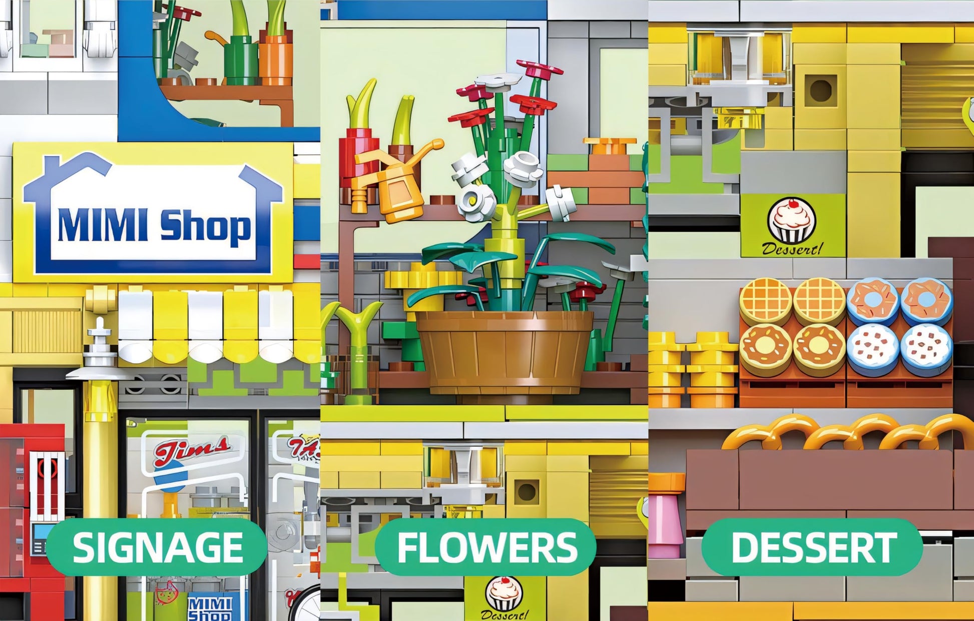 Yunsphere Mini Shop Lighting Building-Bricks Set, Street View Building Blocks with Lights, LED DIY Christmas Holiday House, Gifts for Boys, Girls and Adults(1389 Pcs) - Medaid International