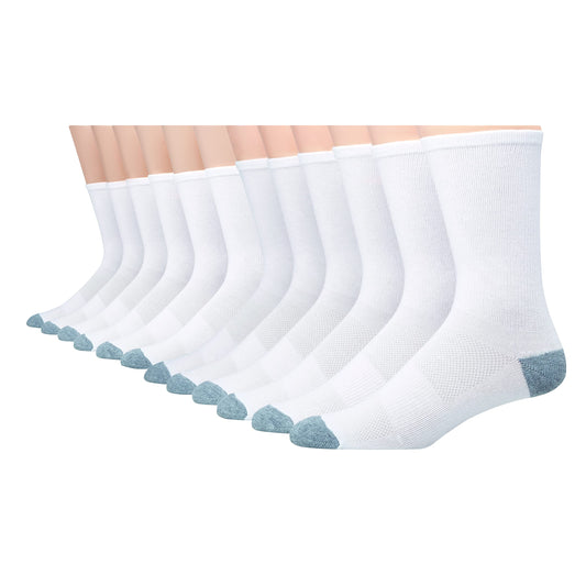 Hanes mens X-temp Lightweight Crew Socks, 12-pair Pack Casual Sock, White, 6 12 US - Medaid International