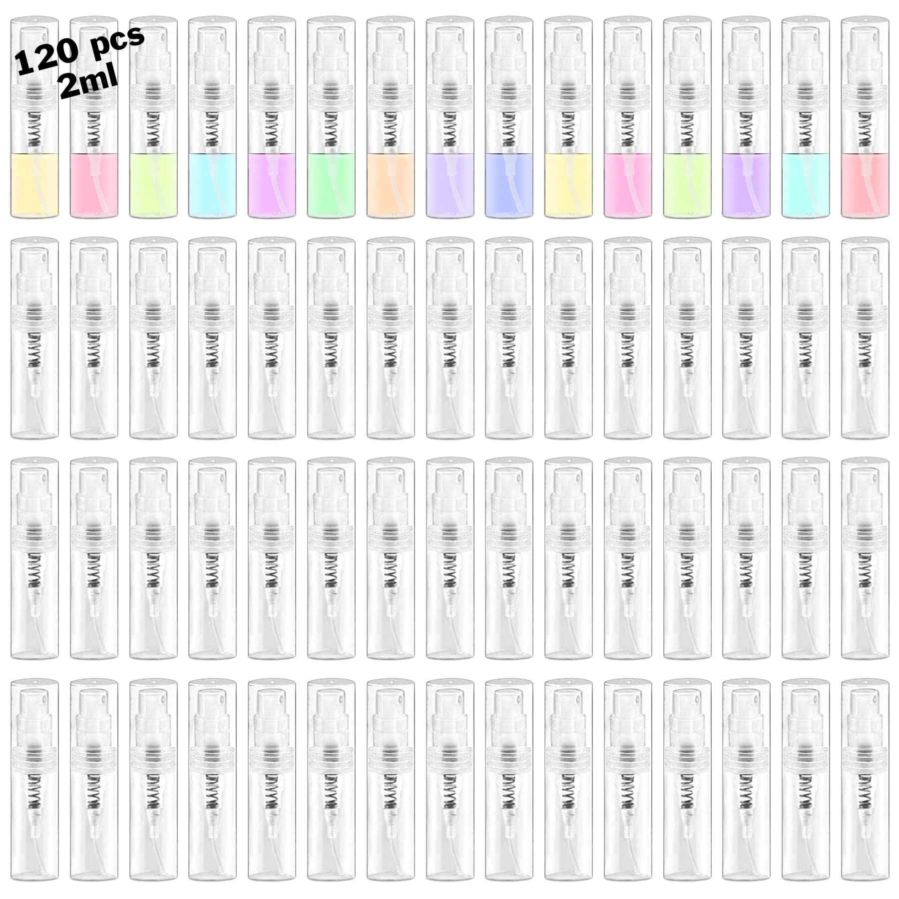 Csdtylh Mini Spray Bottle, Clear Plastic Empty Sample Containers, Fine Mist Perfume Travel Refillable Spray Bottle Perfume Atomizer Small Portable Bottle for Cleaning, Travel, Essential Oils(120, 2ml) - Medaid International