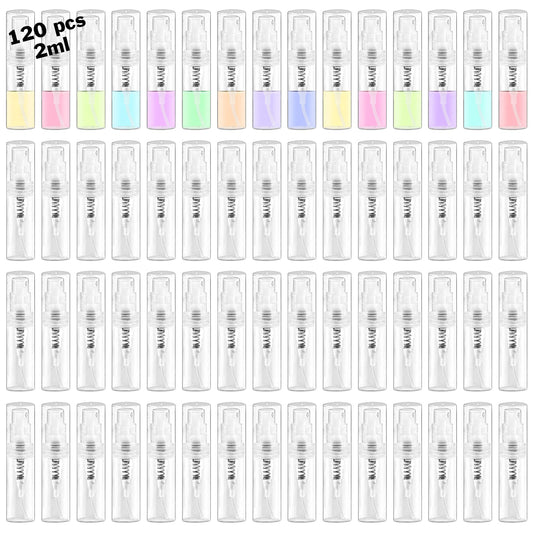 Csdtylh Mini Spray Bottle, Clear Plastic Empty Sample Containers, Fine Mist Perfume Travel Refillable Spray Bottle Perfume Atomizer Small Portable Bottle for Cleaning, Travel, Essential Oils(120, 2ml) - Medaid International