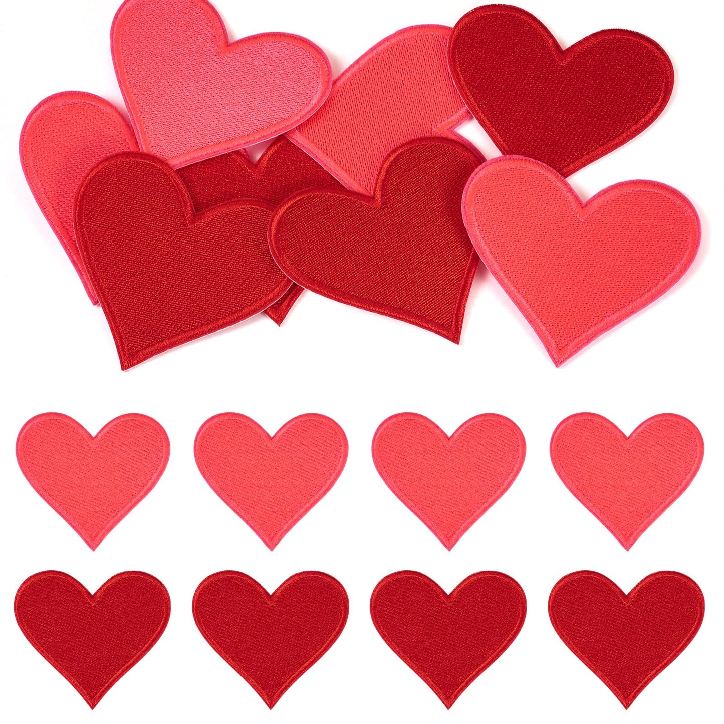 8Pcs Heart Shape Iron on Patches Hot Melt Adhesive Polyester Embroider Thread Iron on/Sew On Patches Cloth Appliques for Jackets Hats Backpacks Jeans Costume Accessories 66.5x71x1.5mm, Red - Medaid International