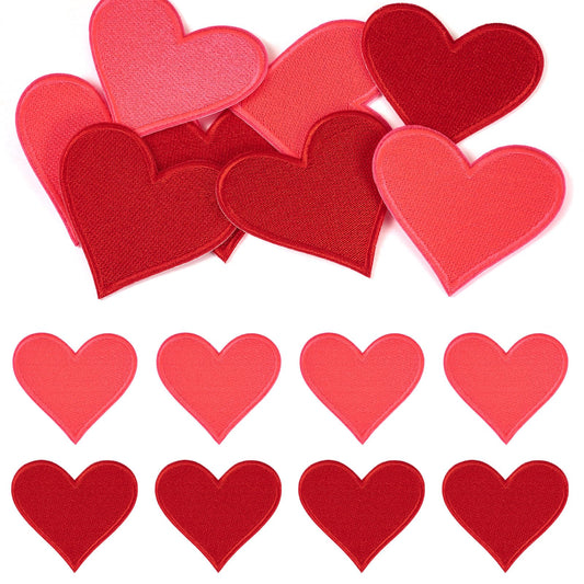 8Pcs Heart Shape Iron on Patches Hot Melt Adhesive Polyester Embroider Thread Iron on/Sew On Patches Cloth Appliques for Jackets Hats Backpacks Jeans Costume Accessories 66.5x71x1.5mm, Red - Medaid International