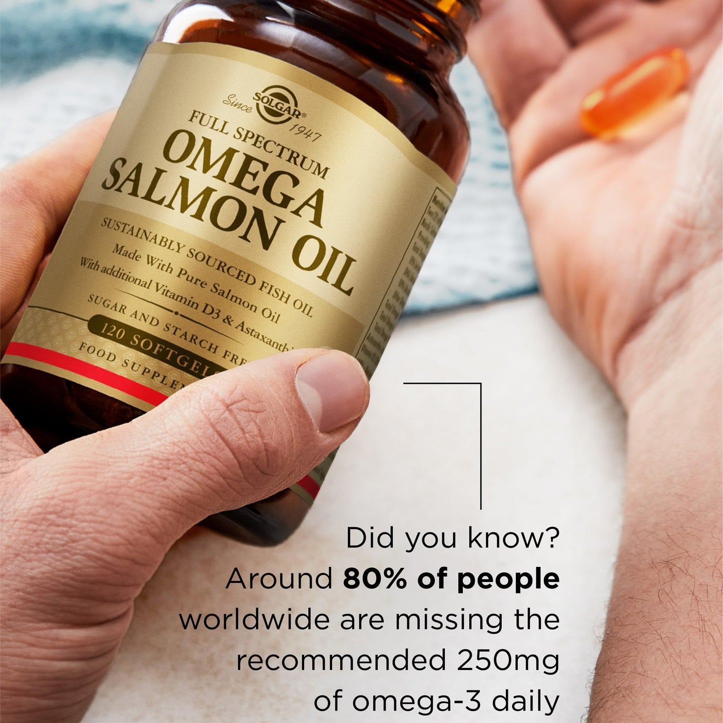 Solgar Wild Alaskan Full Spectrum Omega, 120 Softgels - Supports Heart, Brain, Bone and Skin Health - Provides Vitamin D3 - Rich Source of EPA & DHA - Non GMO, Gluten Free, Dairy Free - 60 Servings - Medaid International
