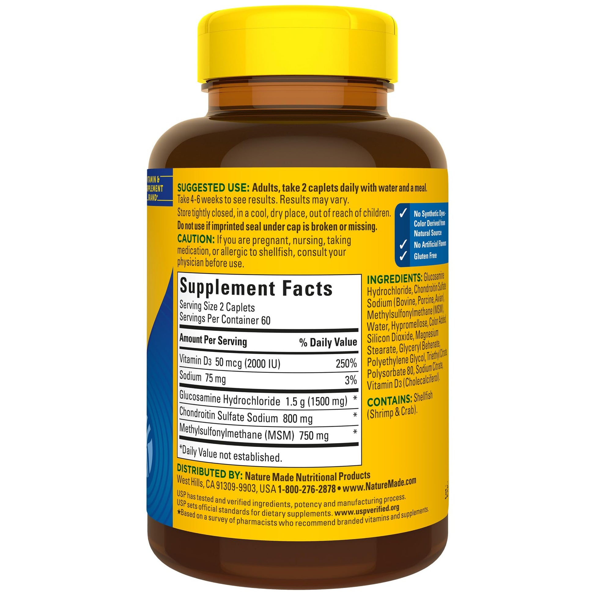 Nature Made Glucosamine Chondroitin Complex with MSM, Dietary Supplement for Joint Support, 120 Caplets, 60 Day Supply - Medaid International