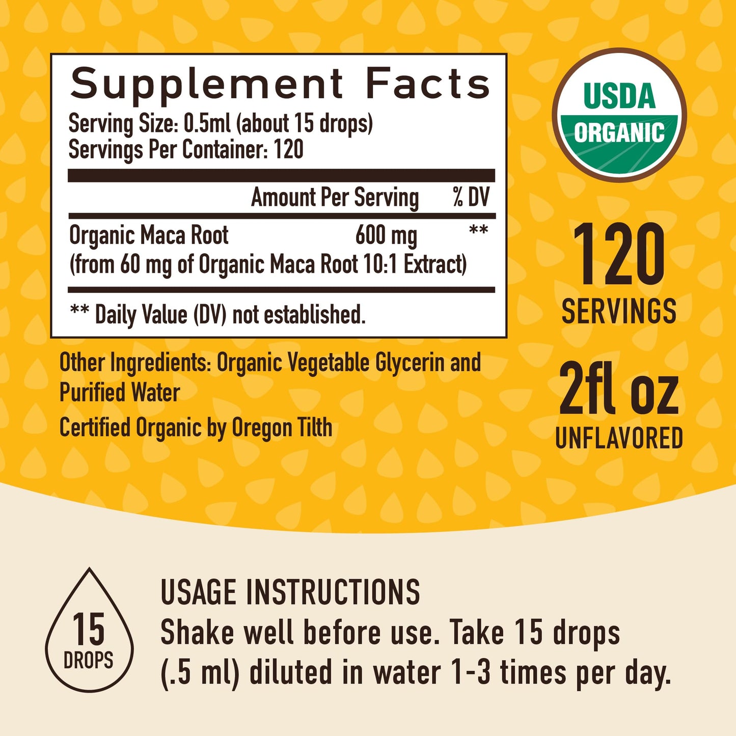 Maca Root Liquid Drops for Organic Energy Support for Women & Men | 2 Fluid Ounces | Support Hormone Balance, Mood, Energy & Fitness | Organic Maca Root for Women & Men | 4-Month Supply, 120 Servings - Medaid International