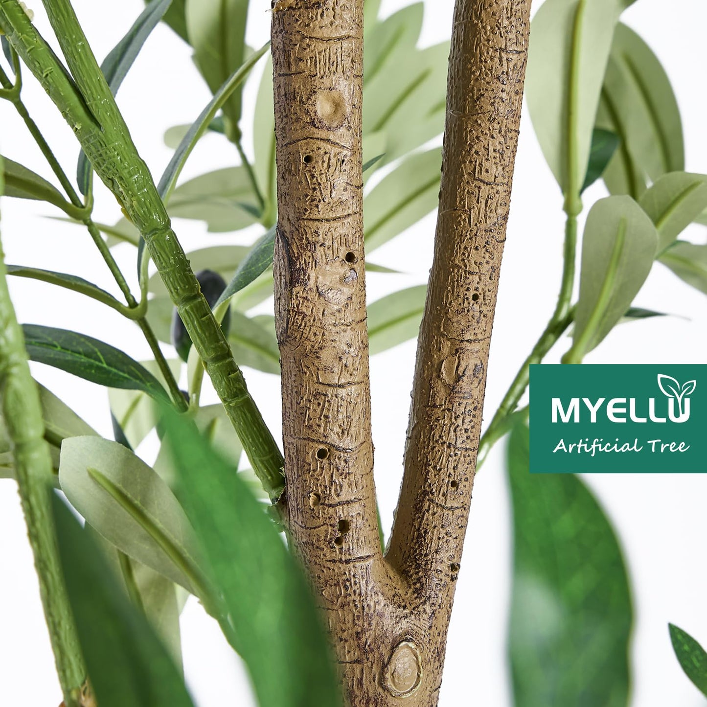 MYELLU 210 cm Olive Tree Artificial Decor - 2000 Leaves Fake Plant for Home Decor Faux Plant Indoor Artificial Olive Tree for Living Room Bedroom Office Live Streams Decorative Modern Greenery - Medaid International