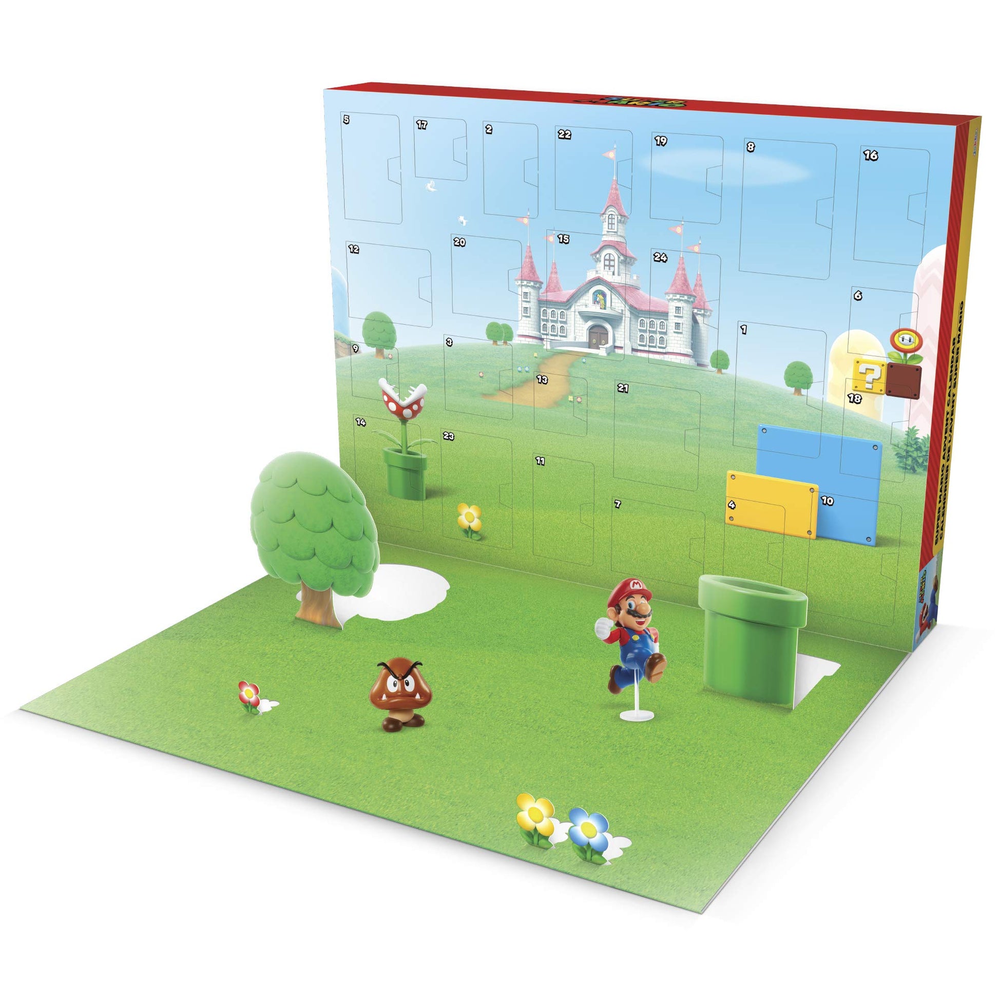 SUPER MARIO Nintendo Advent Calendar Christmas Holiday Calendar with 17 Articulated 2.5” Action Figures & 7 Accessories, 24 Day Surprise Countdown with Pop-Up Environment [Amazon Exclusive] - Medaid International