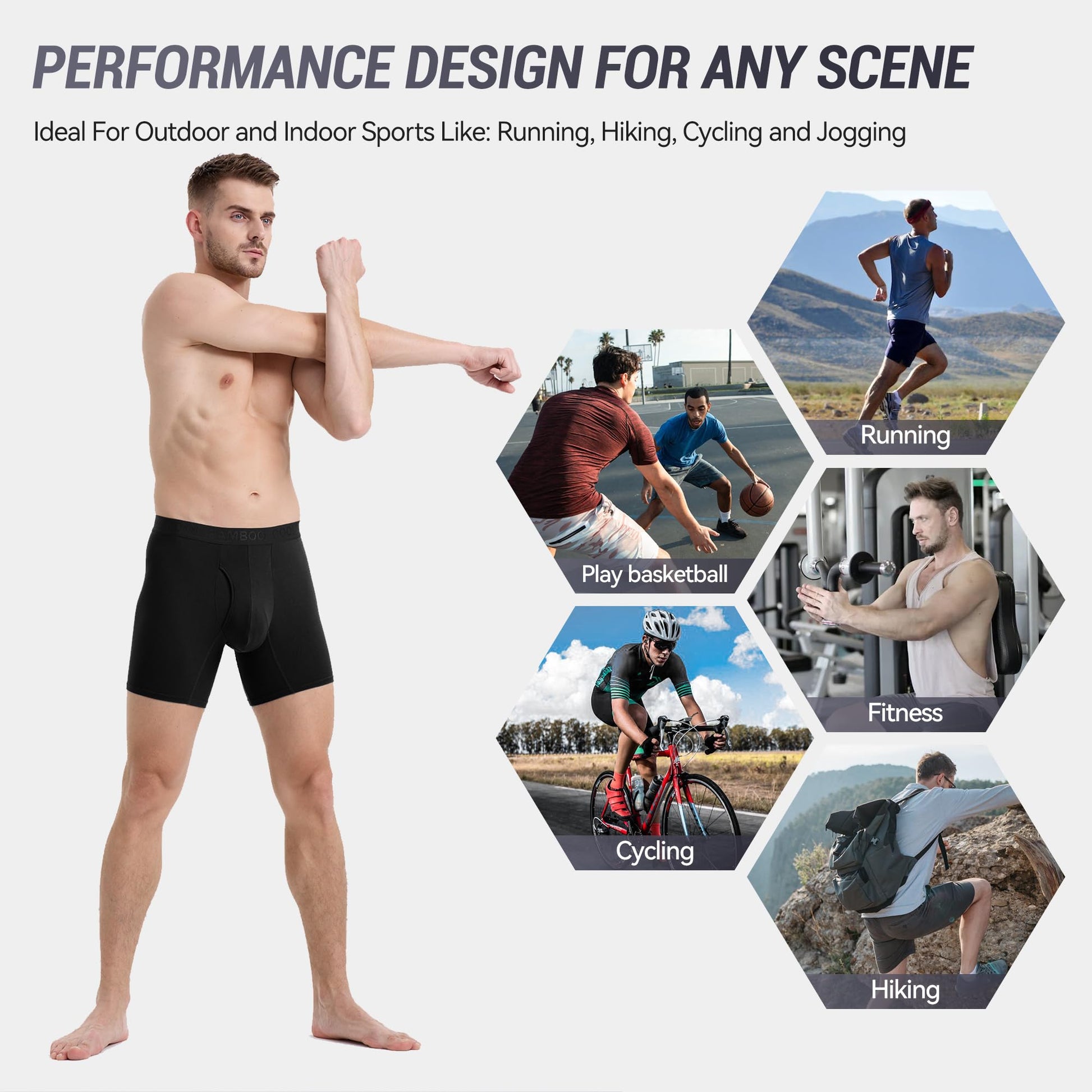 BAMBOO COOL Men's Underwear Boxer Briefs,Regular Leg,Breathable Soft Moisture-Wicking with Fly Underwear For men 4 Pack - Medaid International