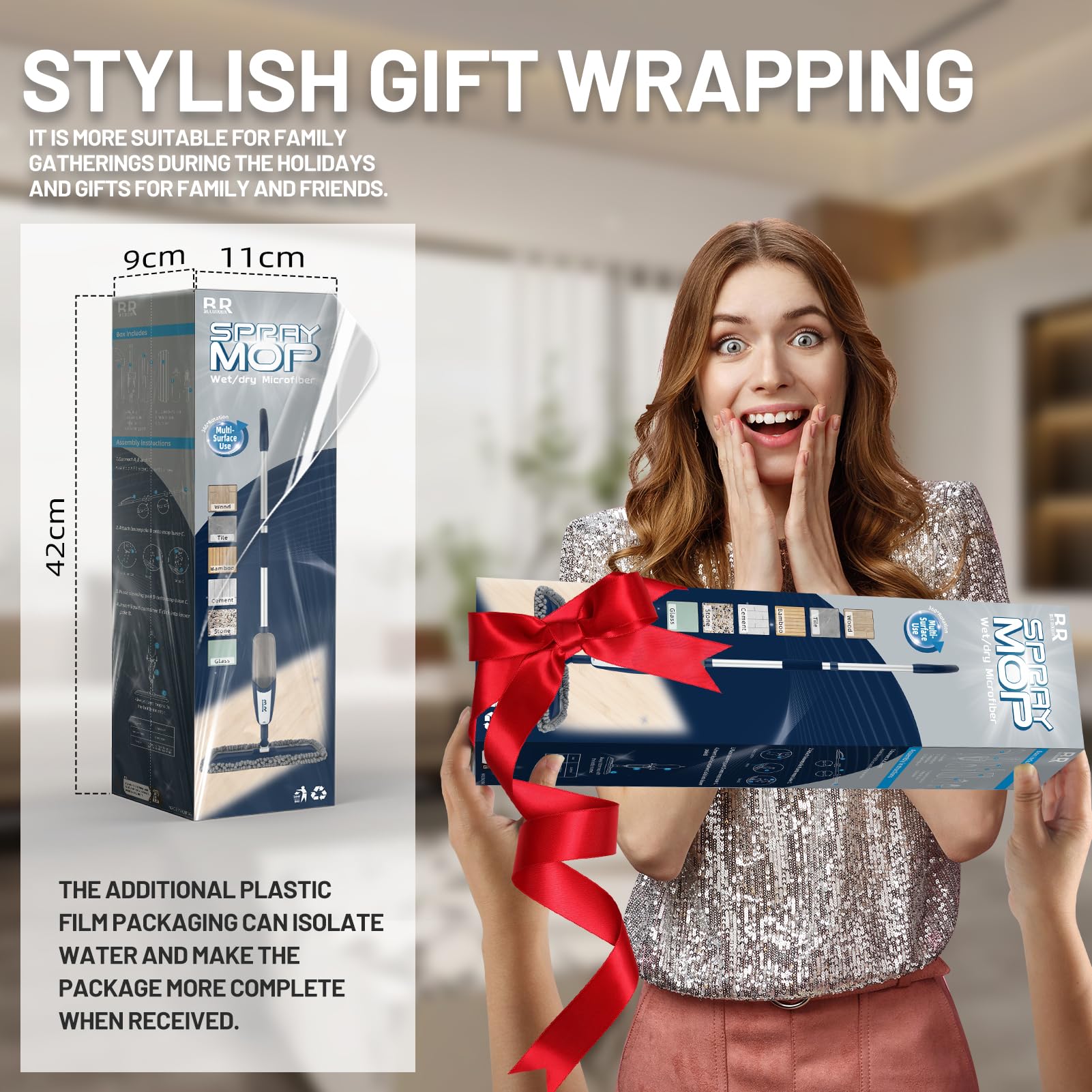 Spray Mop for Floor Cleaning with 360° Rotation - Multi-Surface Floor Cleaner for Wet/Dry Mopping, Lightweight Handle for Kitchen,Bathroom,Hardwood&Tile Floors - Medaid International