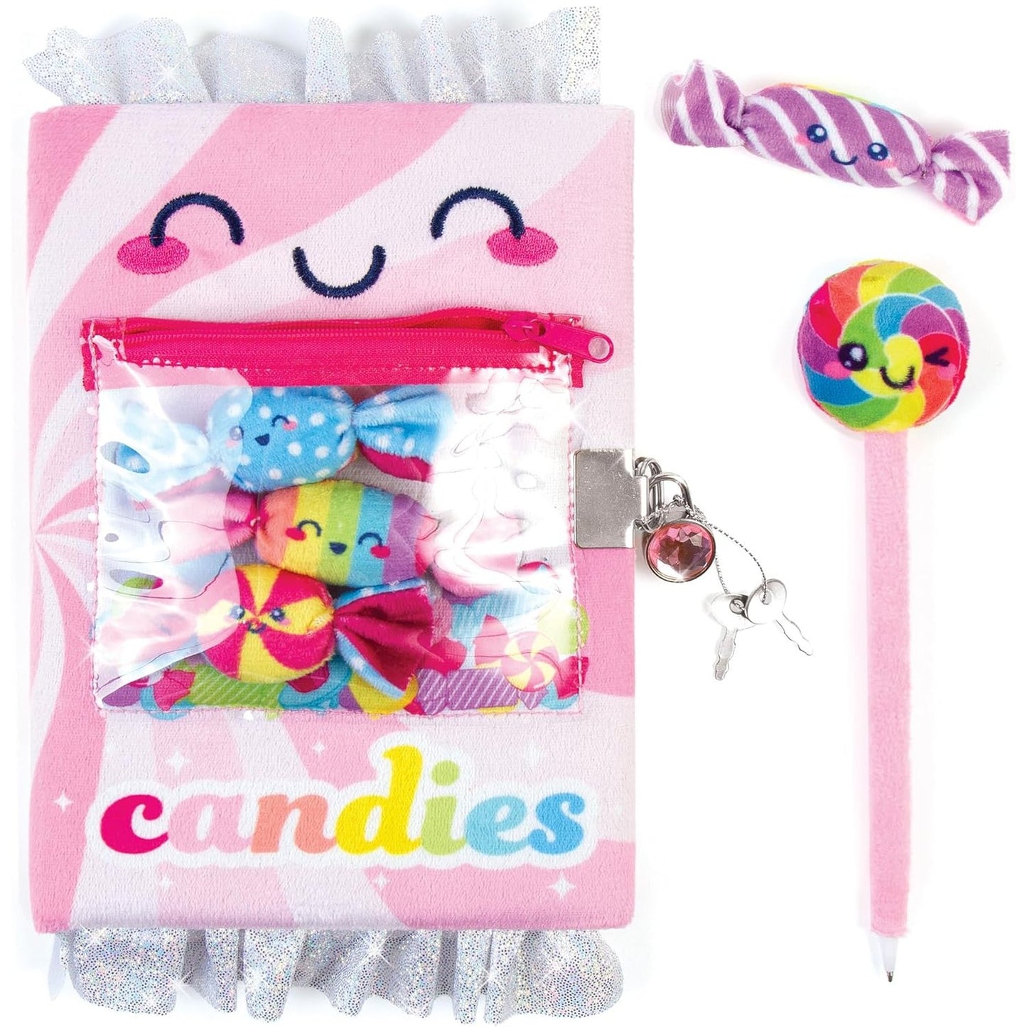Candy Plush Pocket Locking Journal with Pen - Medaid International